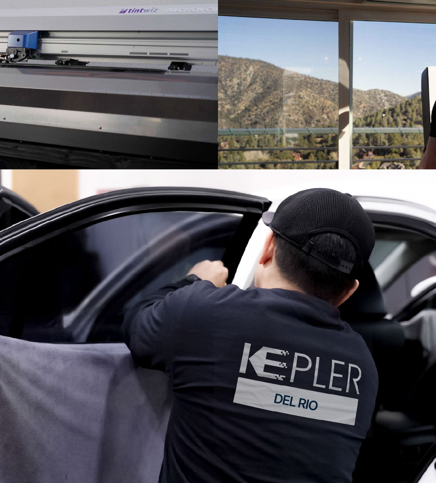 Automotive Window Tinting Expert Applying Film in Del Rio, Texas