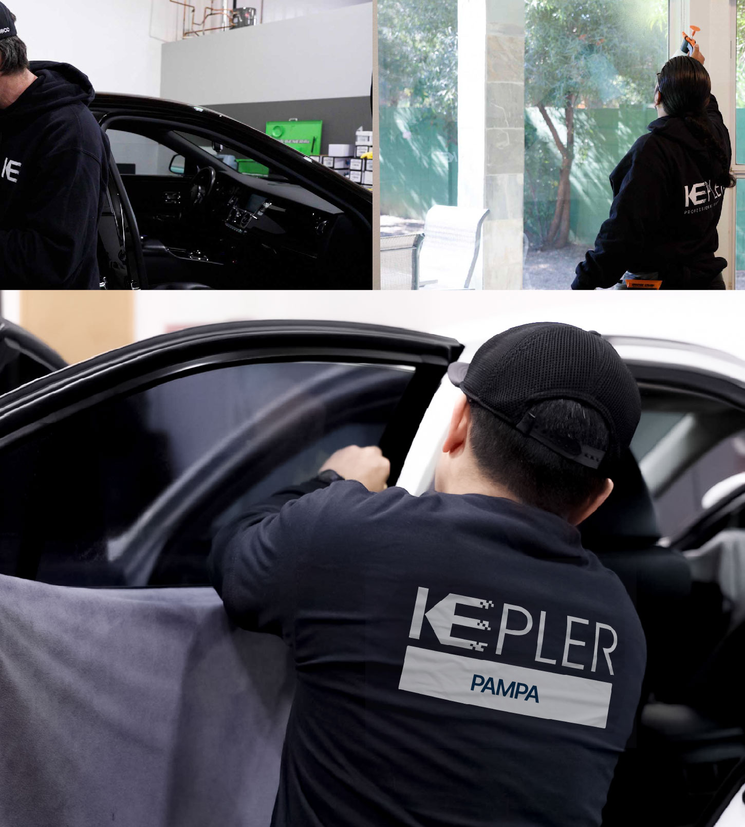 Automotive Window Tinting Expert Applying Film in Pampa, Texas