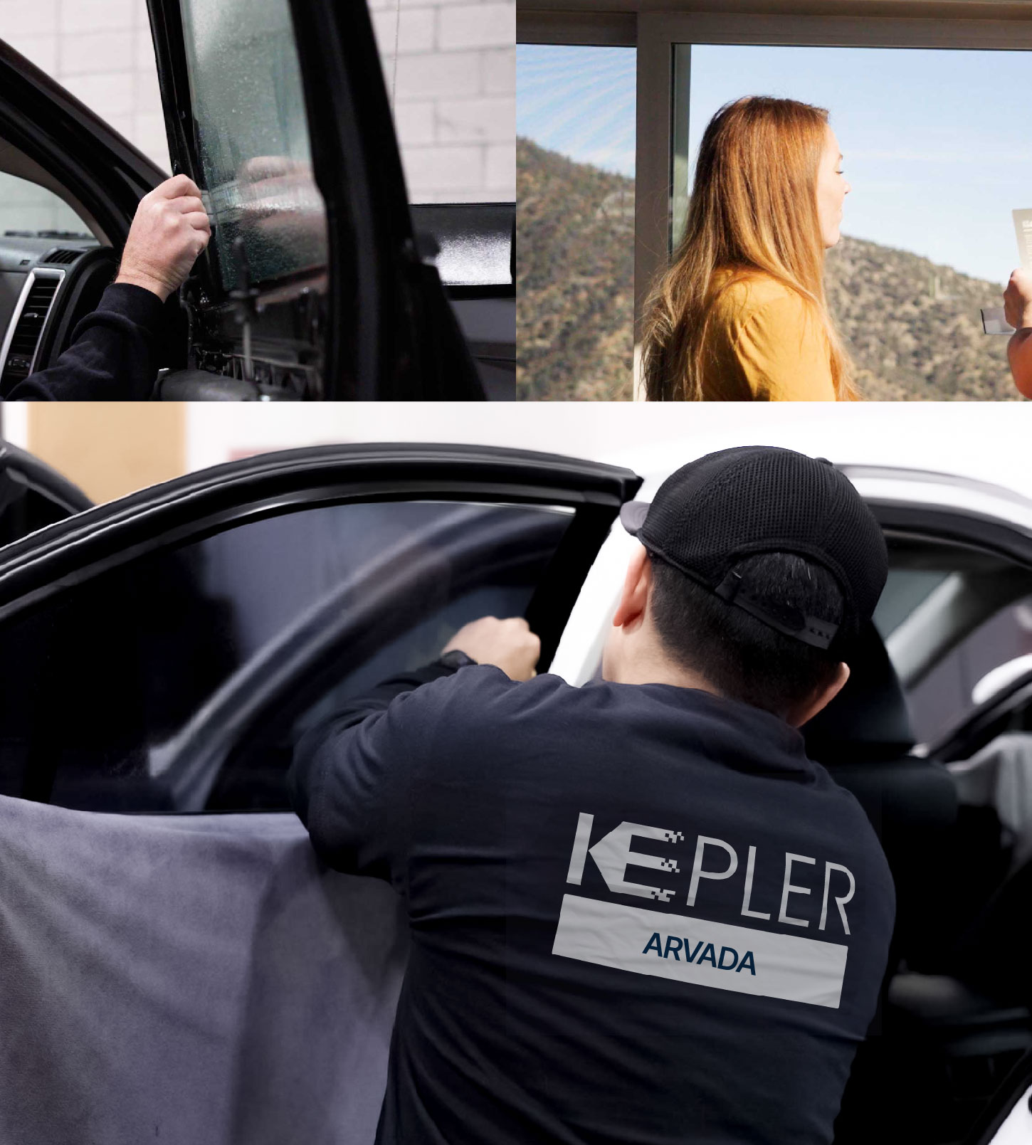 Automotive Window Tinting Expert Applying Film in Arvada, Colorado