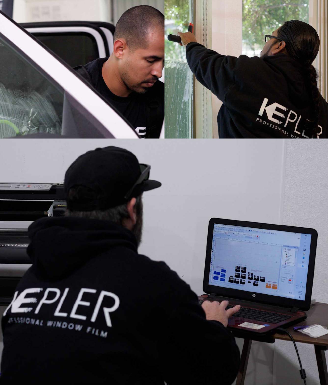 Ceramic Window Tinting Expert Cutting Film in Rosamond, California