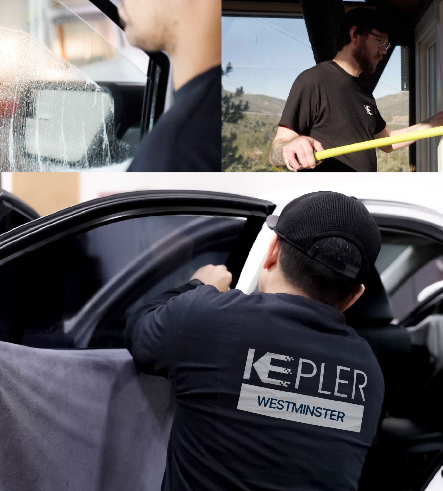 Automotive Window Tinting Expert Applying Film in Westminster, Colorado