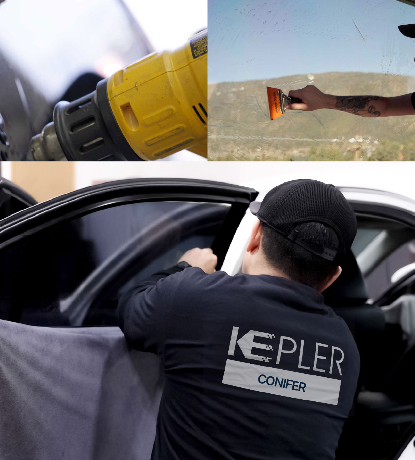 Automotive Window Tinting Expert Applying Film in Conifer, Colorado