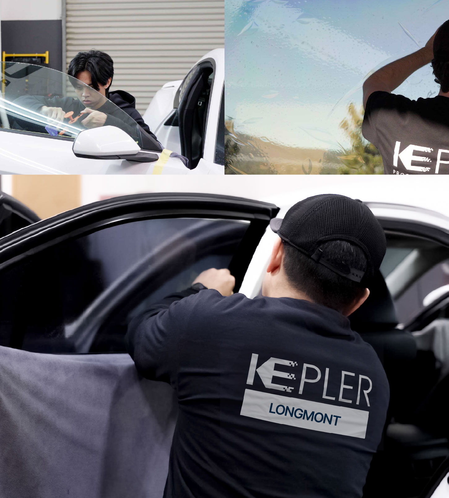 Automotive Window Tinting Expert Applying Film in Longmont, Colorado