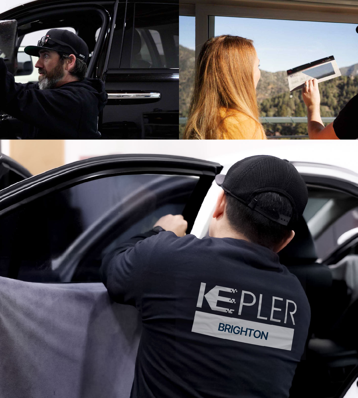 Automotive Window Tinting Expert Applying Film in Brighton, Colorado