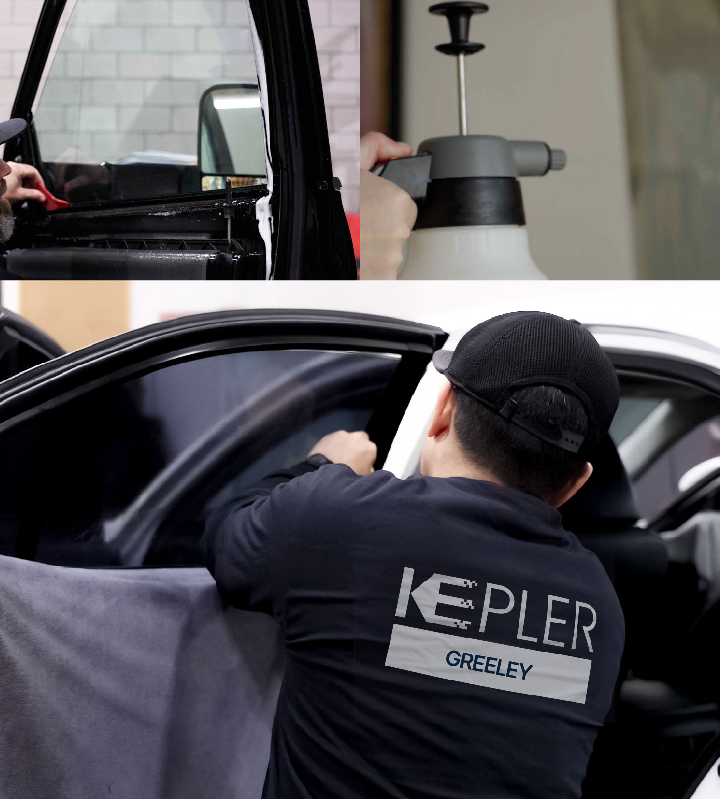 Automotive Window Tinting Expert Applying Film in Greeley, Colorado