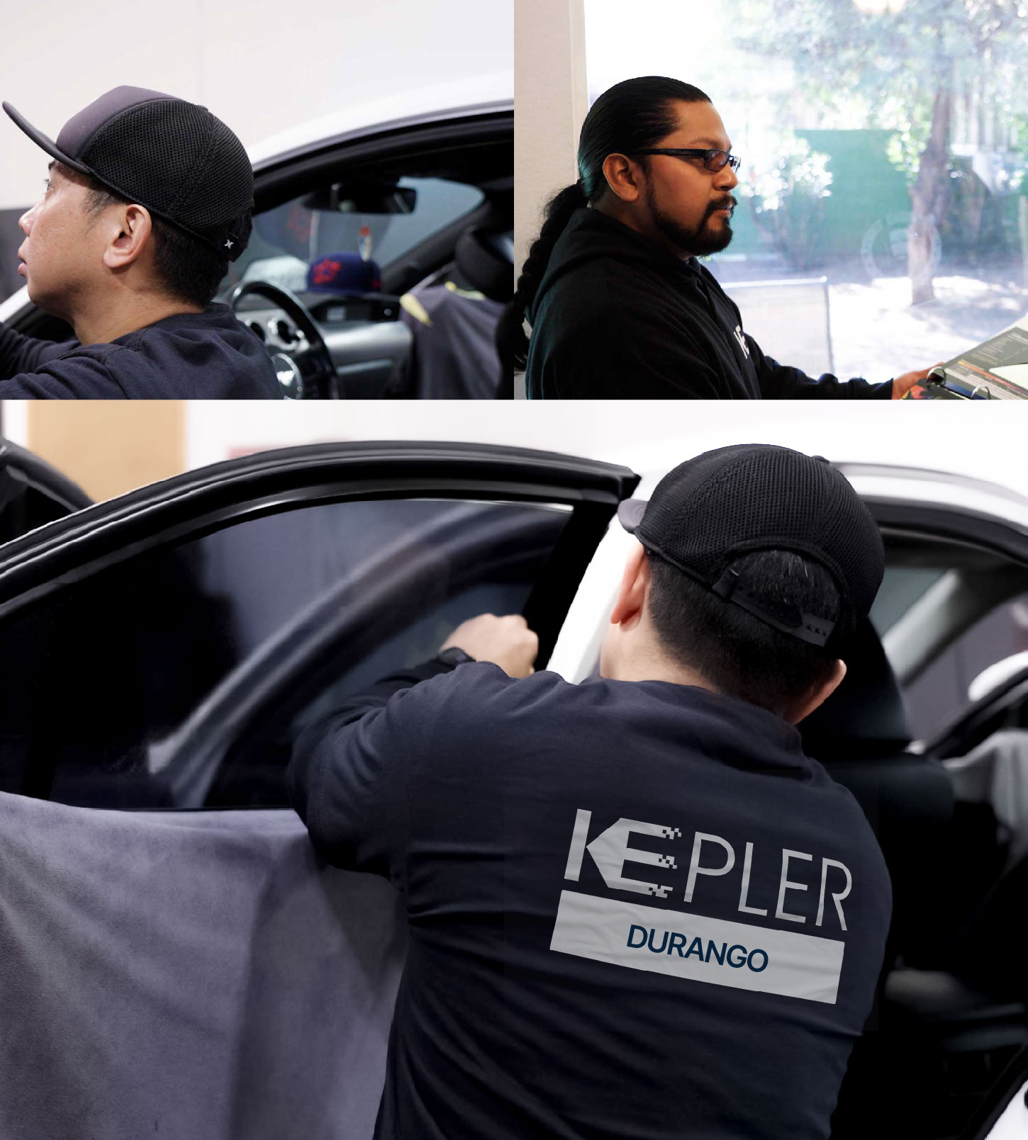 Automotive Window Tinting Expert Applying Film in Durango, Colorado