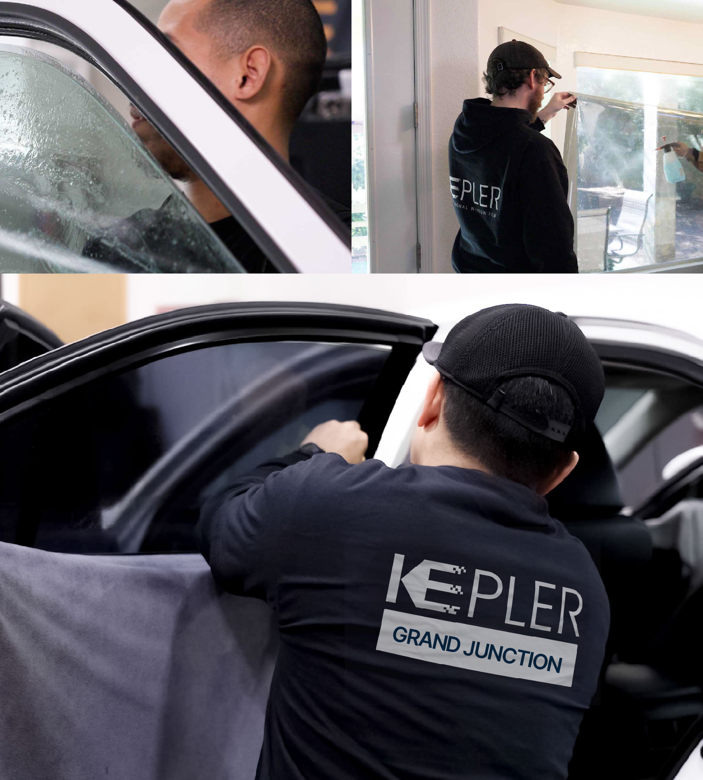 Automotive Window Tinting Expert Applying Film in Grand Junction, Colorado