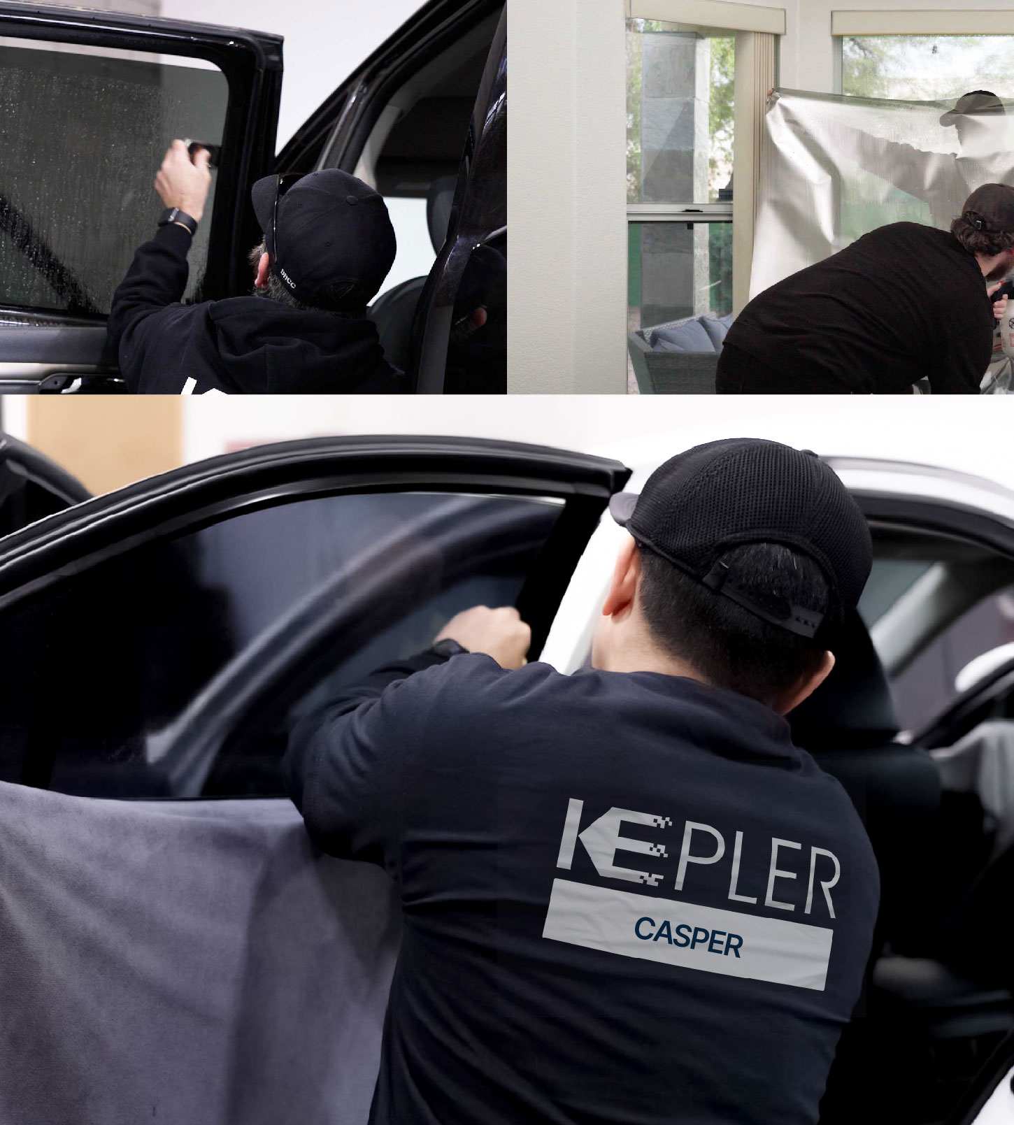 Automotive Window Tinting Expert Applying Film in Casper, Wyoming