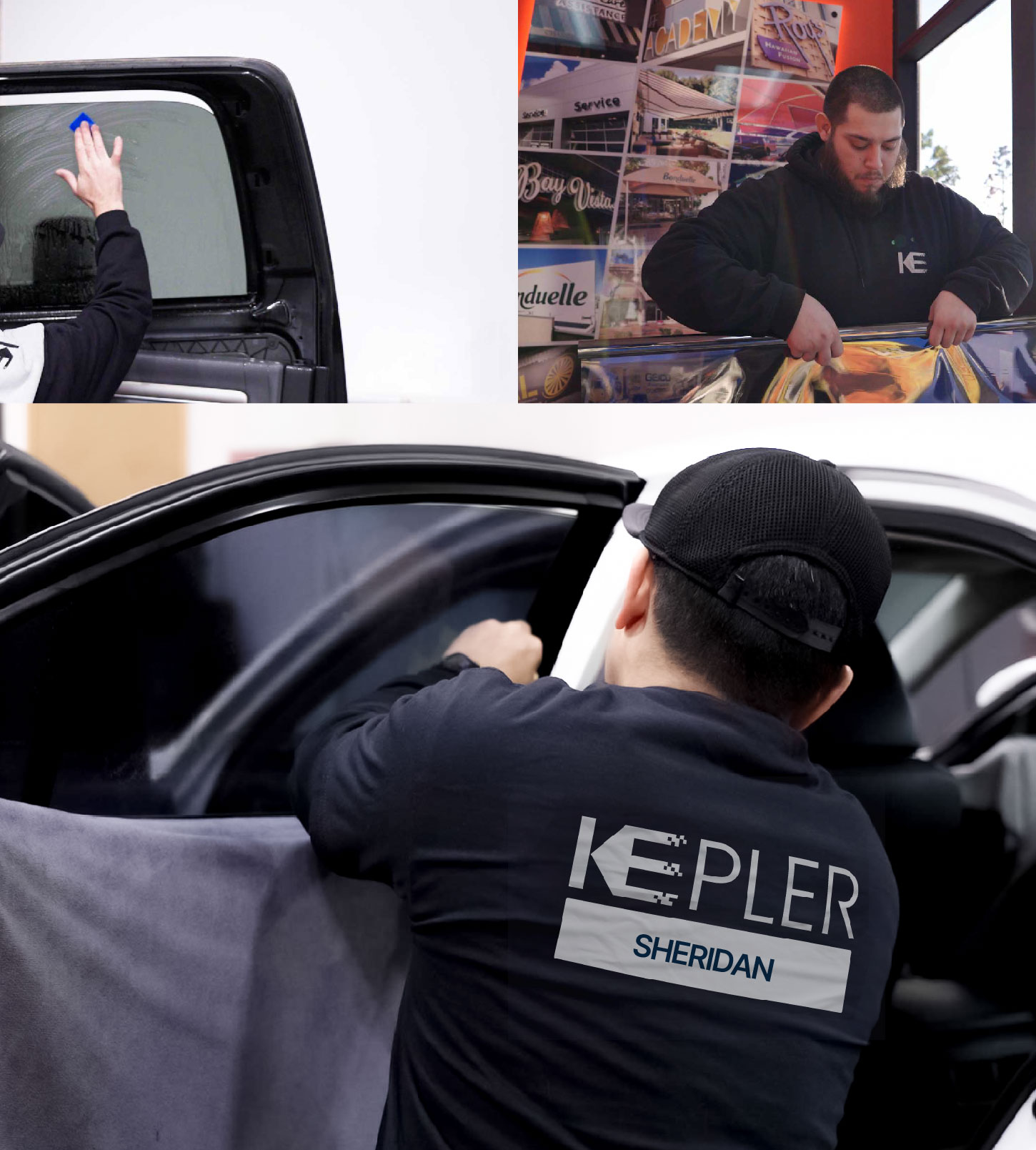 Automotive Window Tinting Expert Applying Film in Sheridan, Wyoming