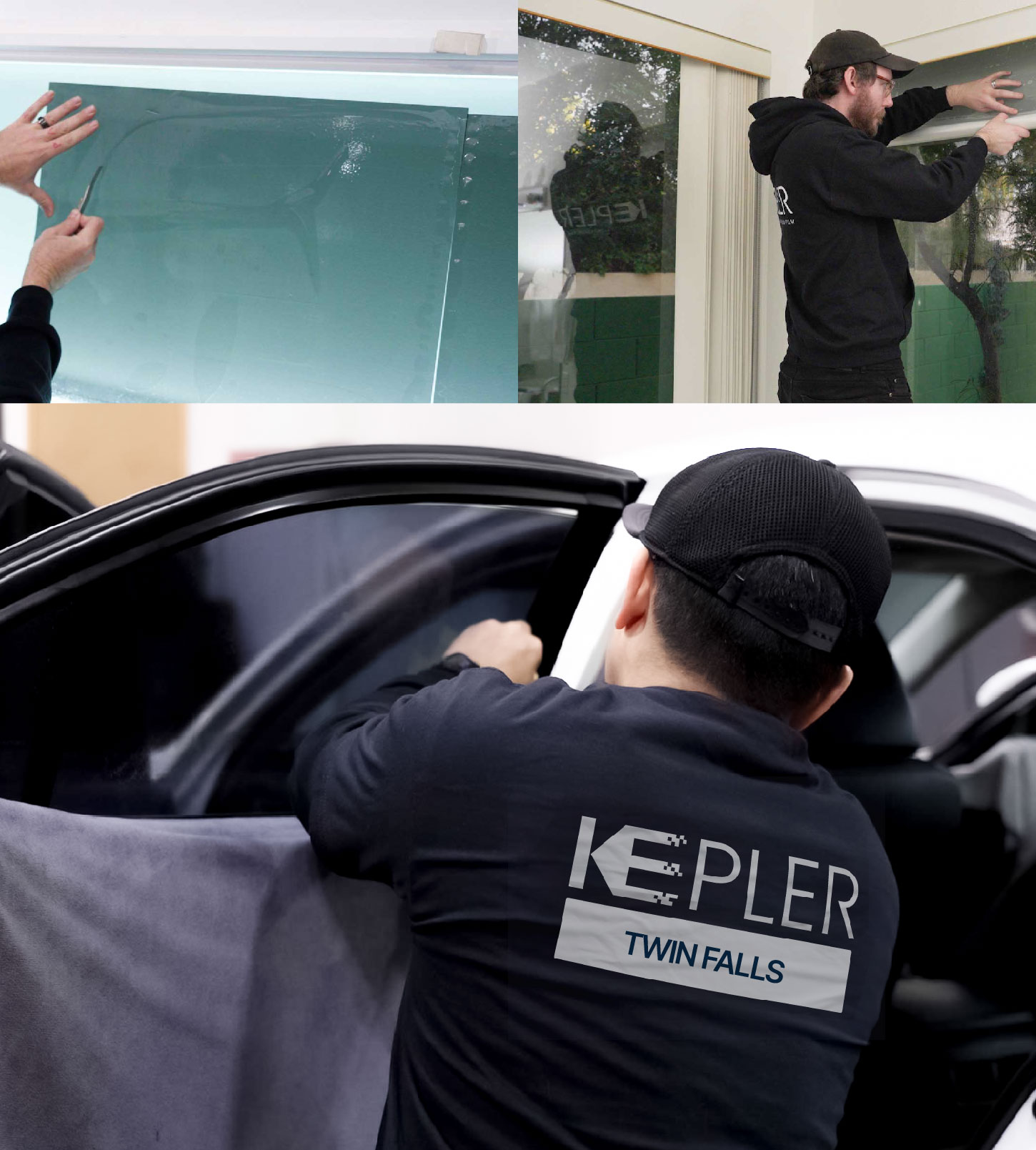 Automotive Window Tinting Expert Applying Film in Twin Falls, Idaho