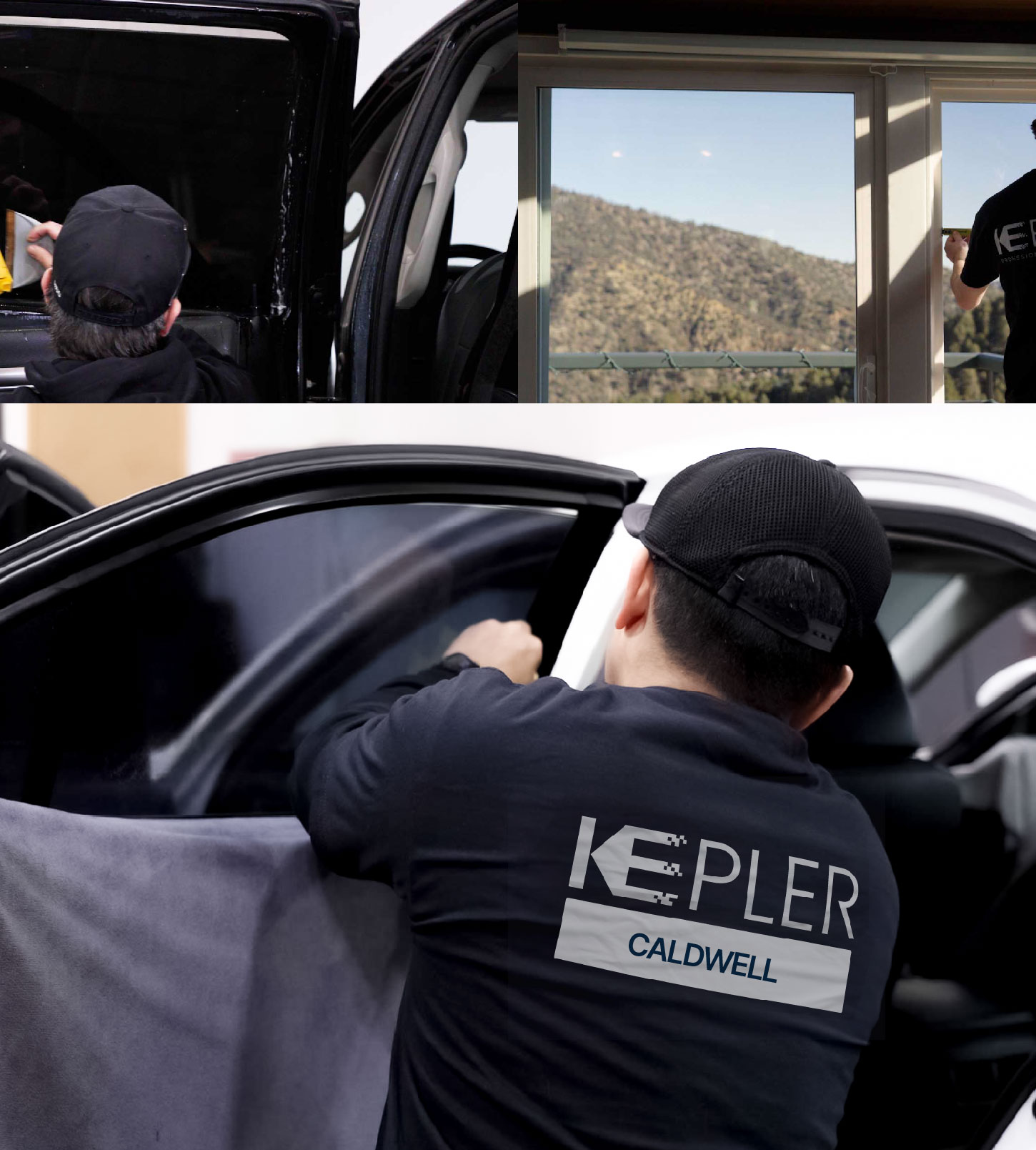 Automotive Window Tinting Expert Applying Film in Caldwell, Idaho