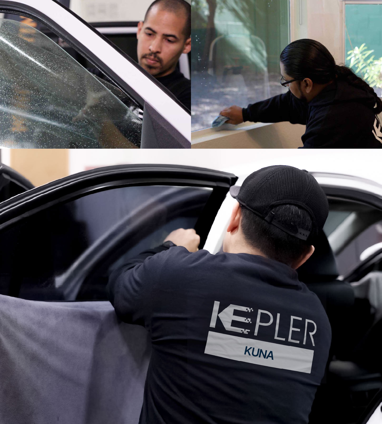 Automotive Window Tinting Expert Applying Film in Kuna, Idaho