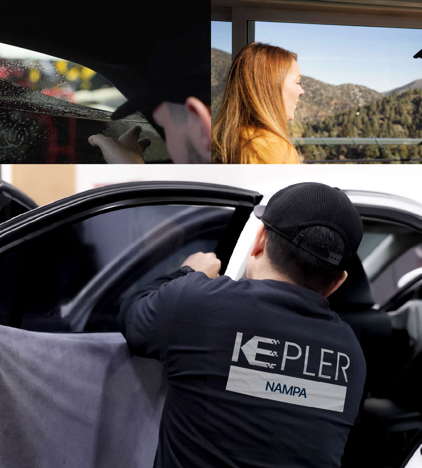 Automotive Window Tinting Expert Applying Film in Nampa, Idaho