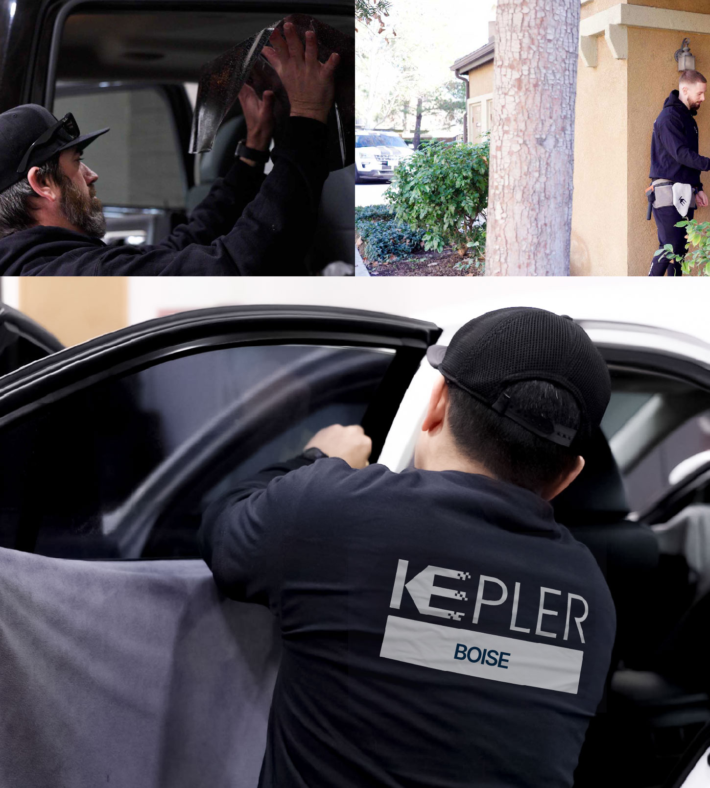 Automotive Window Tinting Expert Applying Film in Boise, Idaho