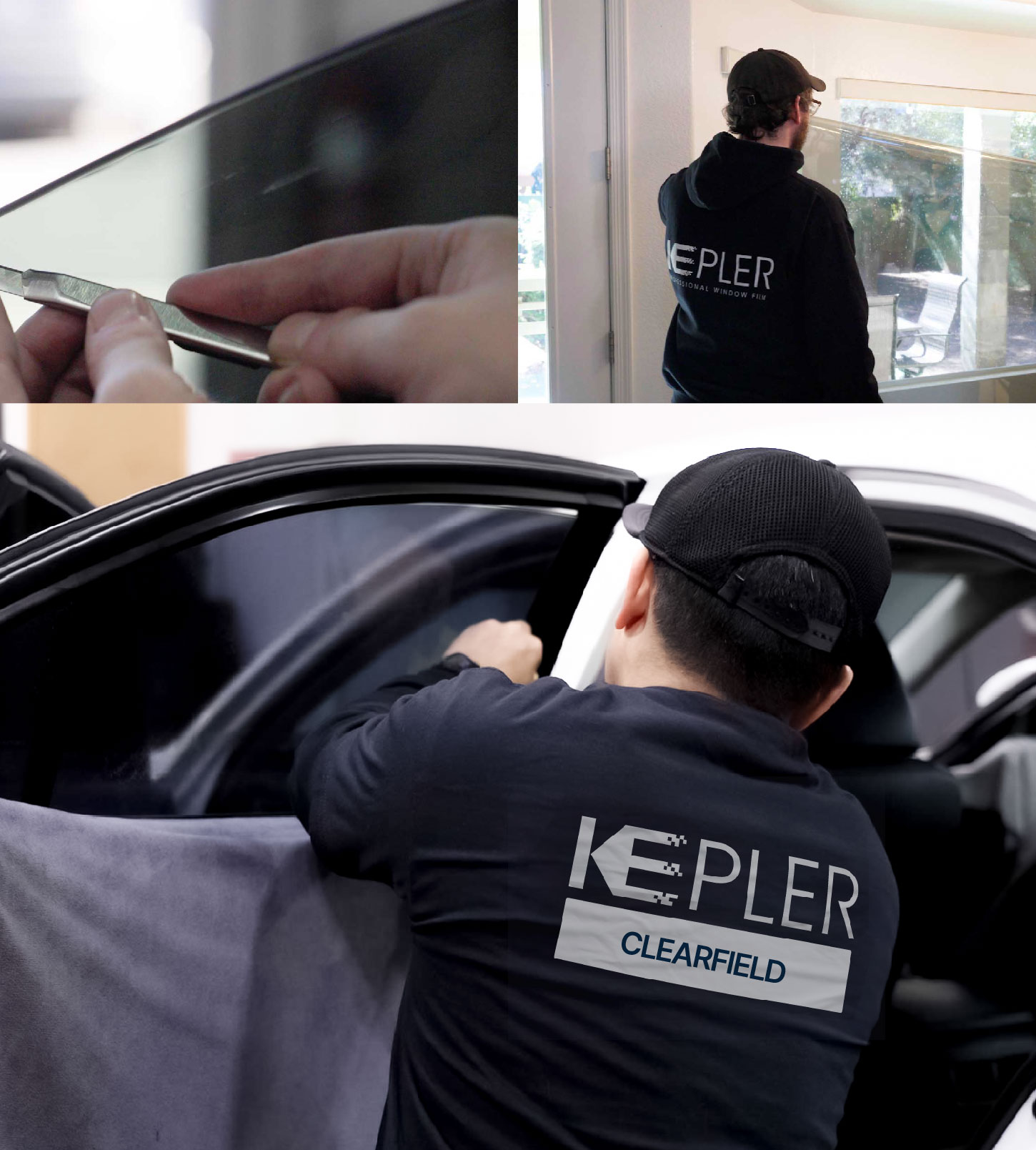 Automotive Window Tinting Expert Applying Film in Clearfield, Utah
