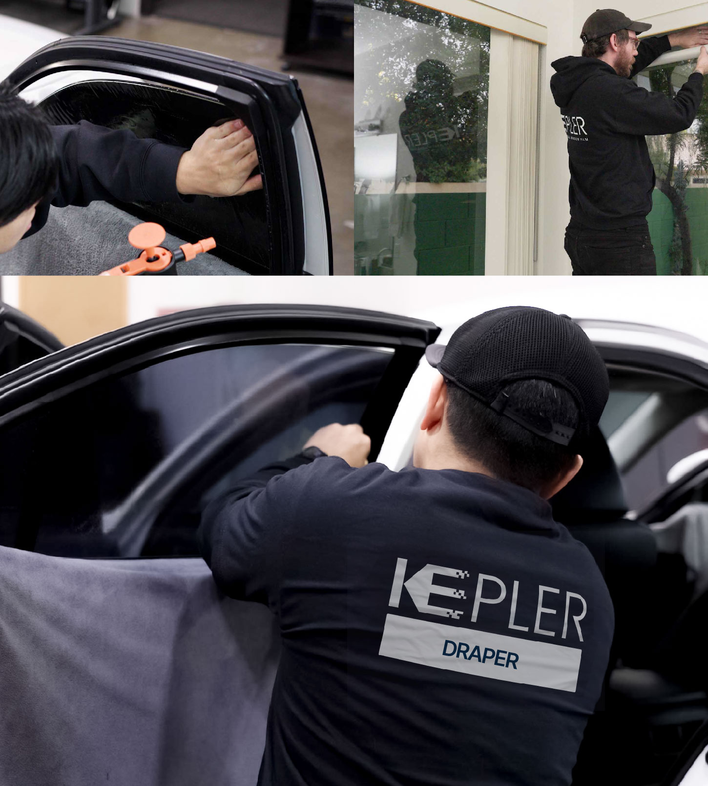 Automotive Window Tinting Expert Applying Film in Draper, Utah