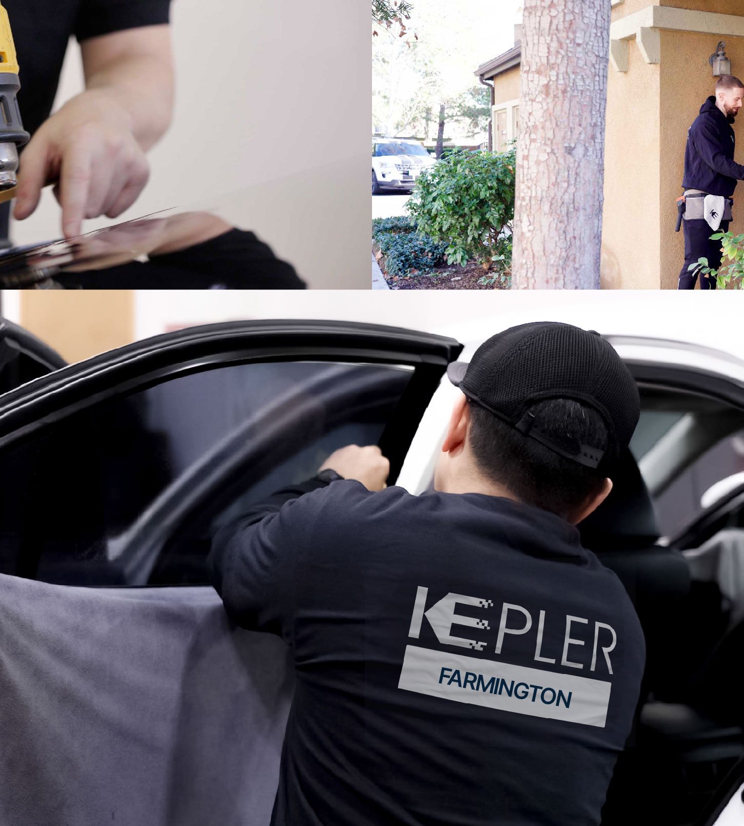 Automotive Window Tinting Expert Applying Film in Farmington, Utah