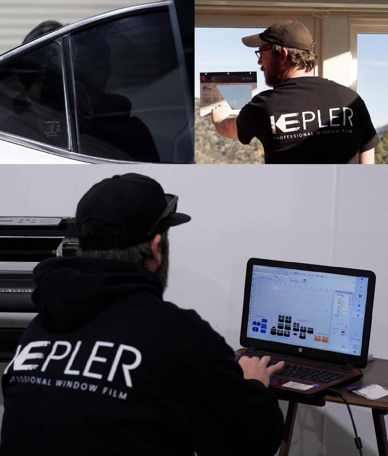Ceramic Window Tinting Expert Cutting Film in Hollister, California