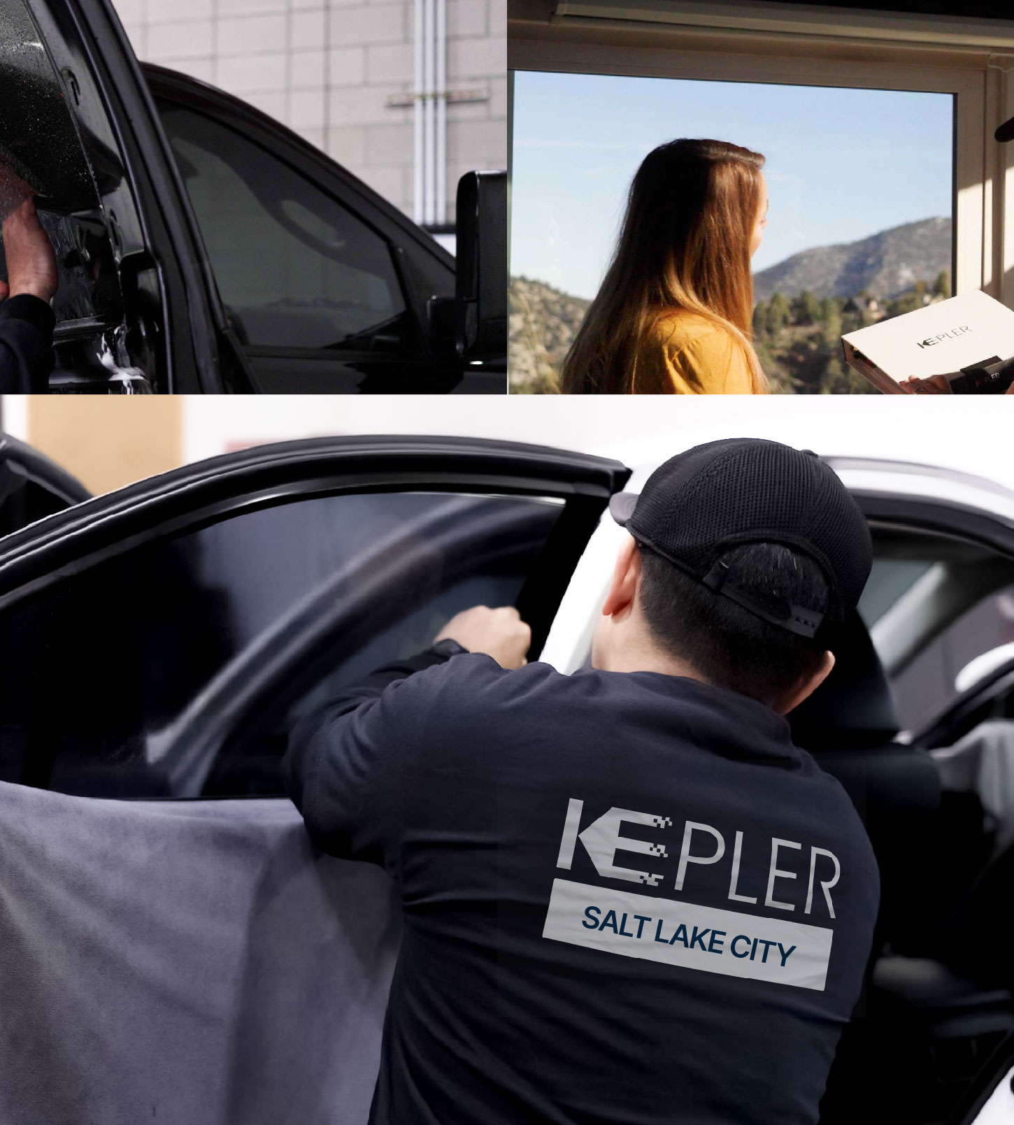 Automotive Window Tinting Expert Applying Film in Salt Lake City, Utah