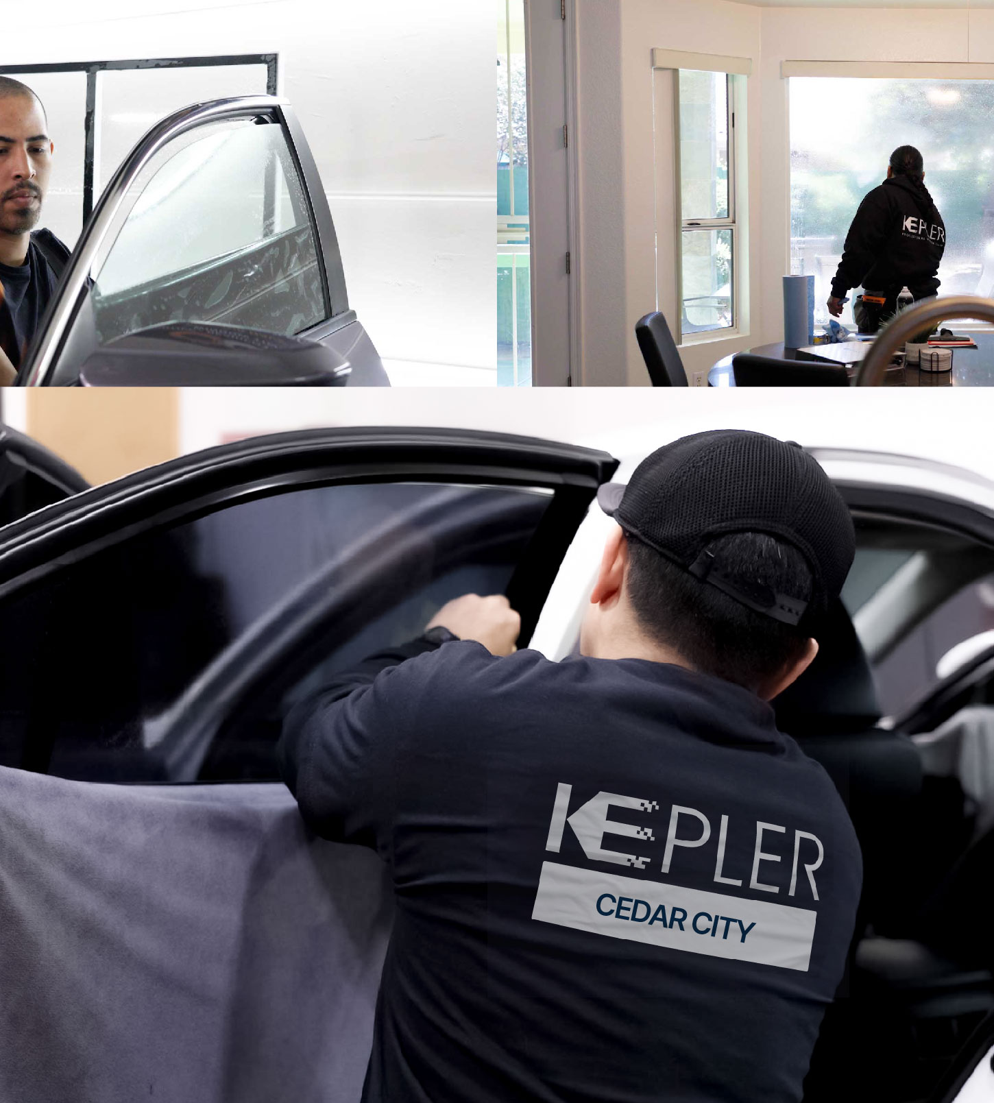 Automotive Window Tinting Expert Applying Film in Cedar City, Utah