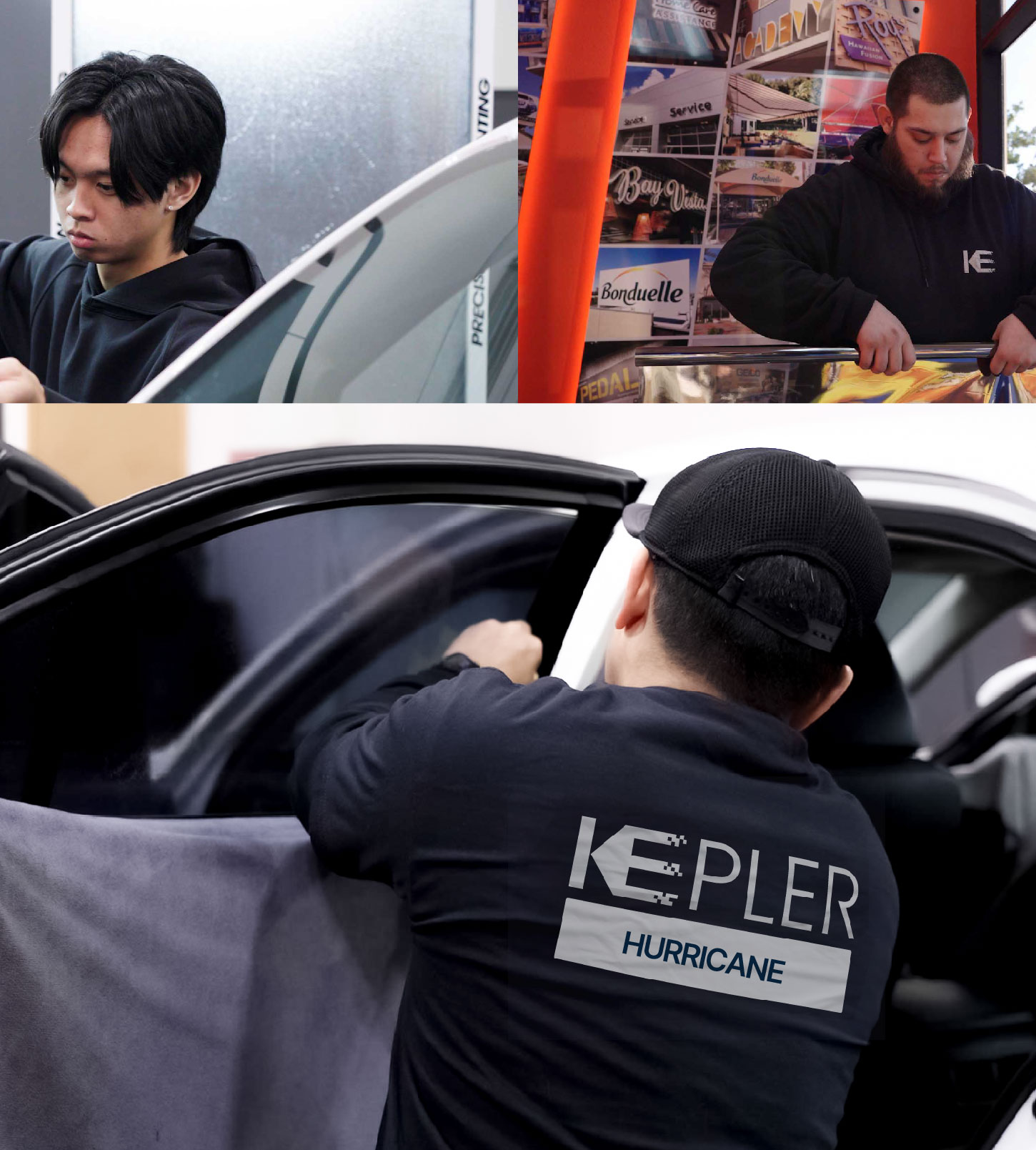 Automotive Window Tinting Expert Applying Film in Hurricane, Utah