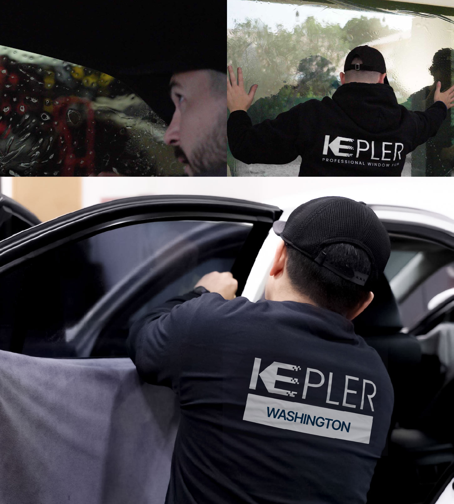 Automotive Window Tinting Expert Applying Film in Washington, Utah