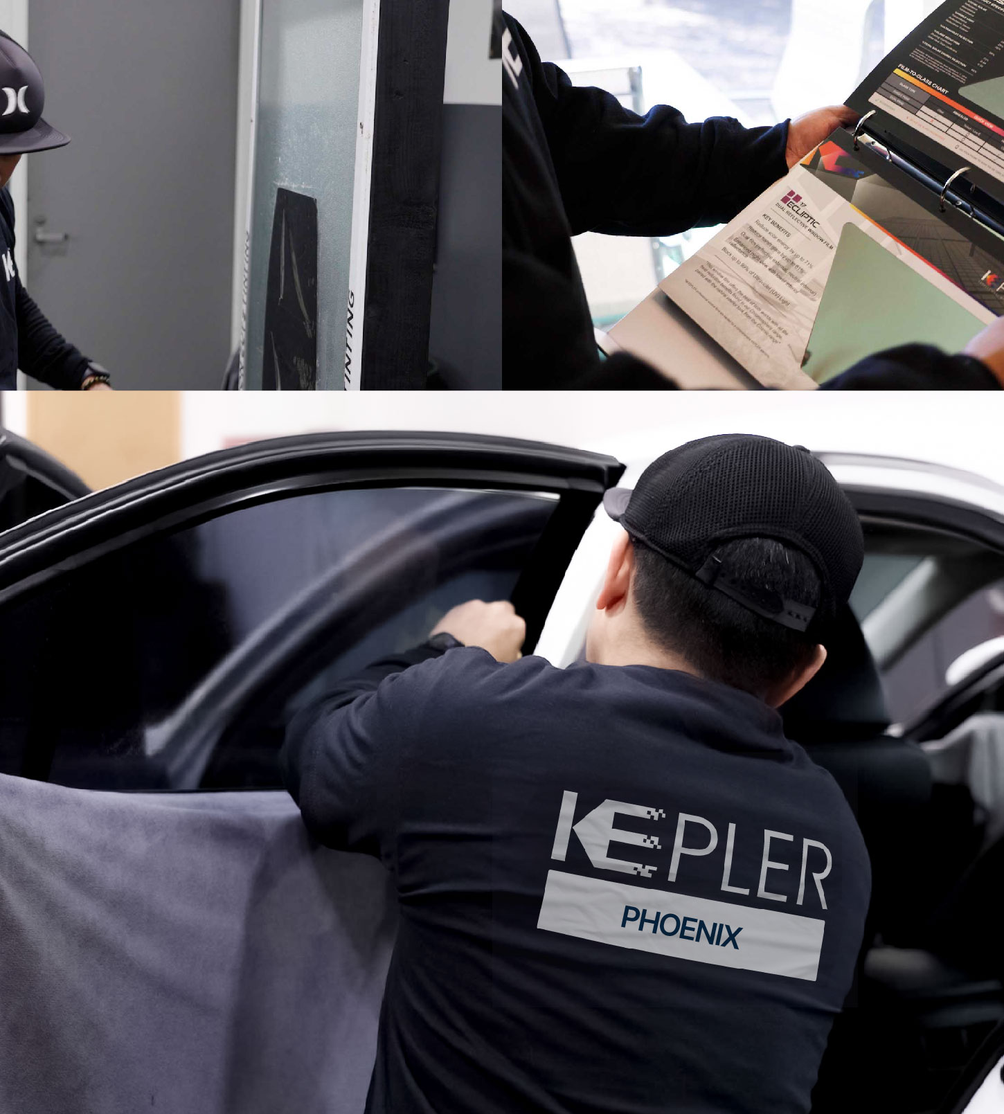 Automotive Window Tinting Expert Applying Film in Phoenix, Arizona