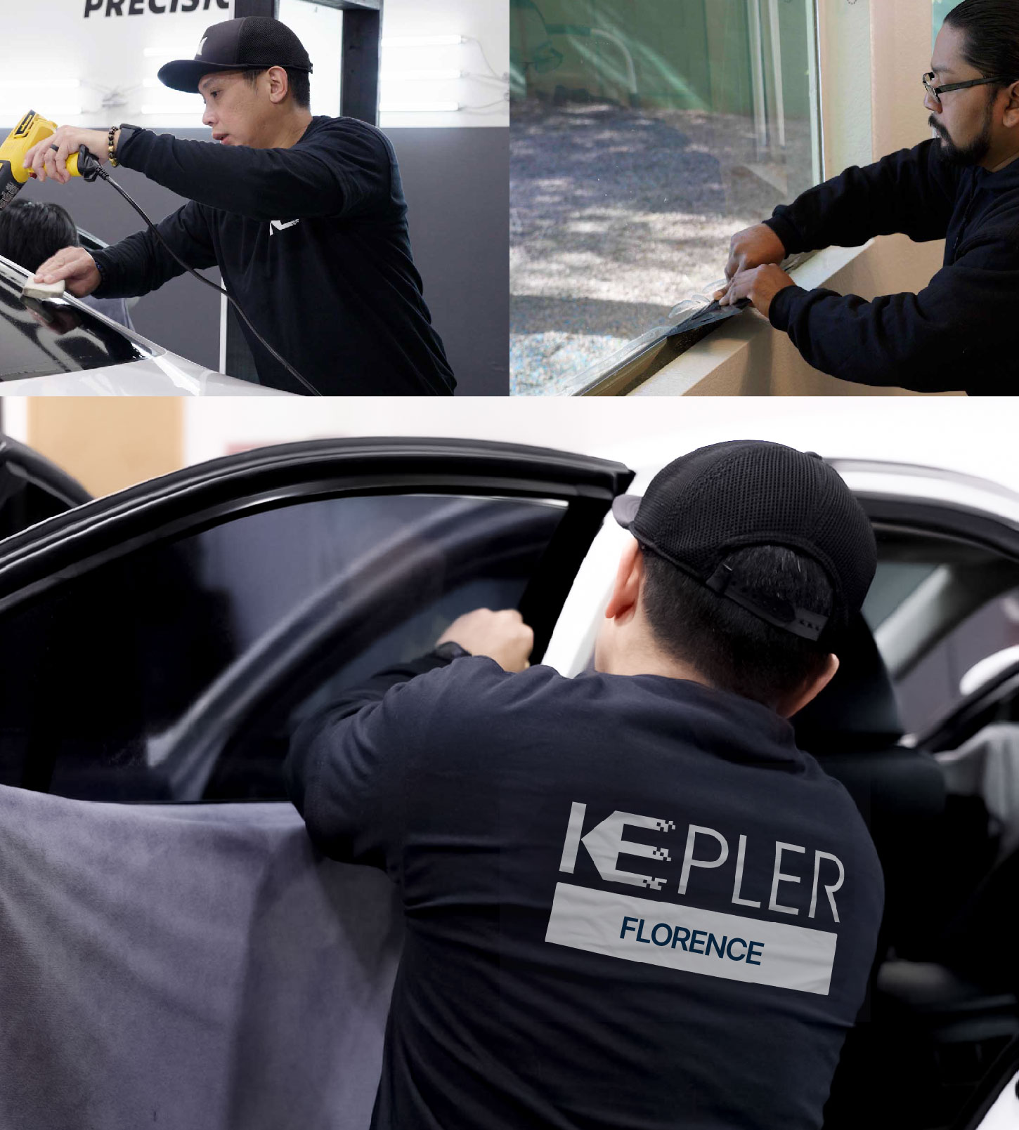 Automotive Window Tinting Expert Applying Film in Florence, Arizona