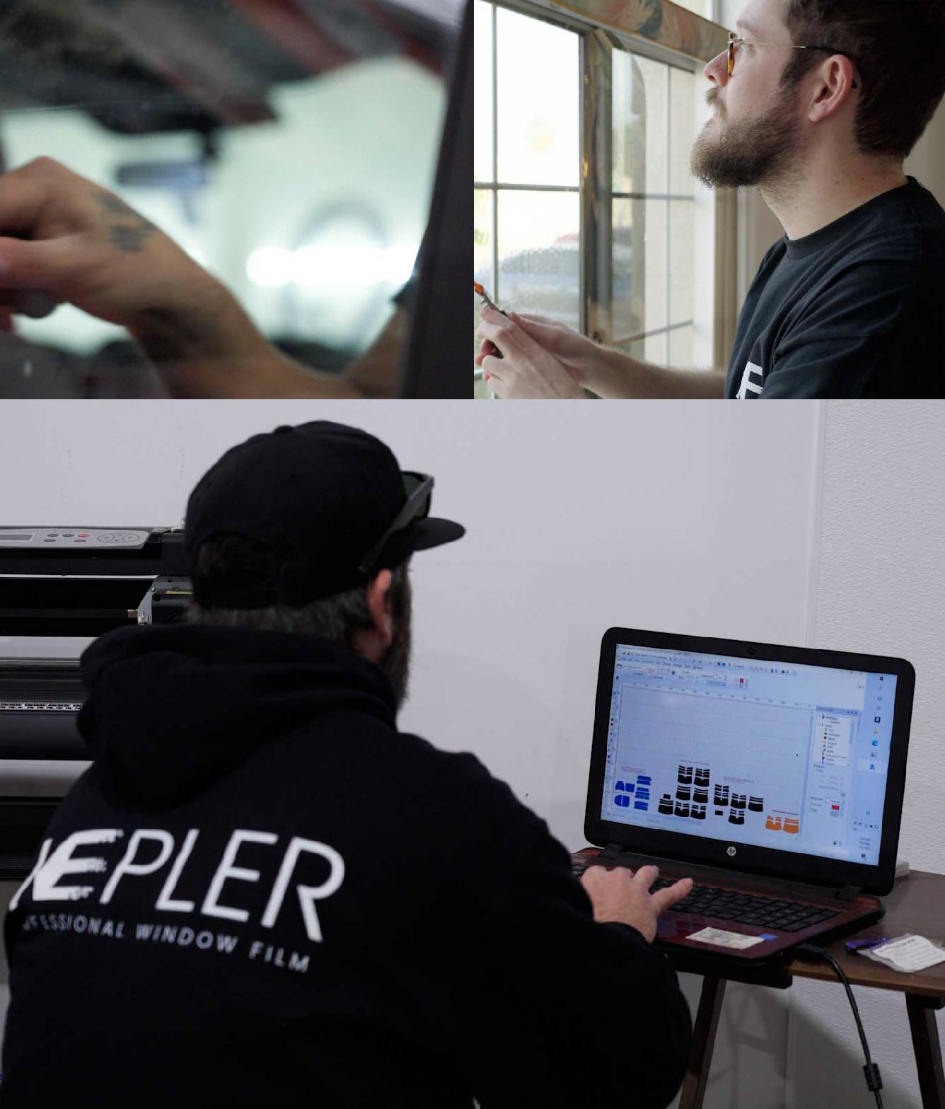 Ceramic Window Tinting Expert Cutting Film in Bayside, California