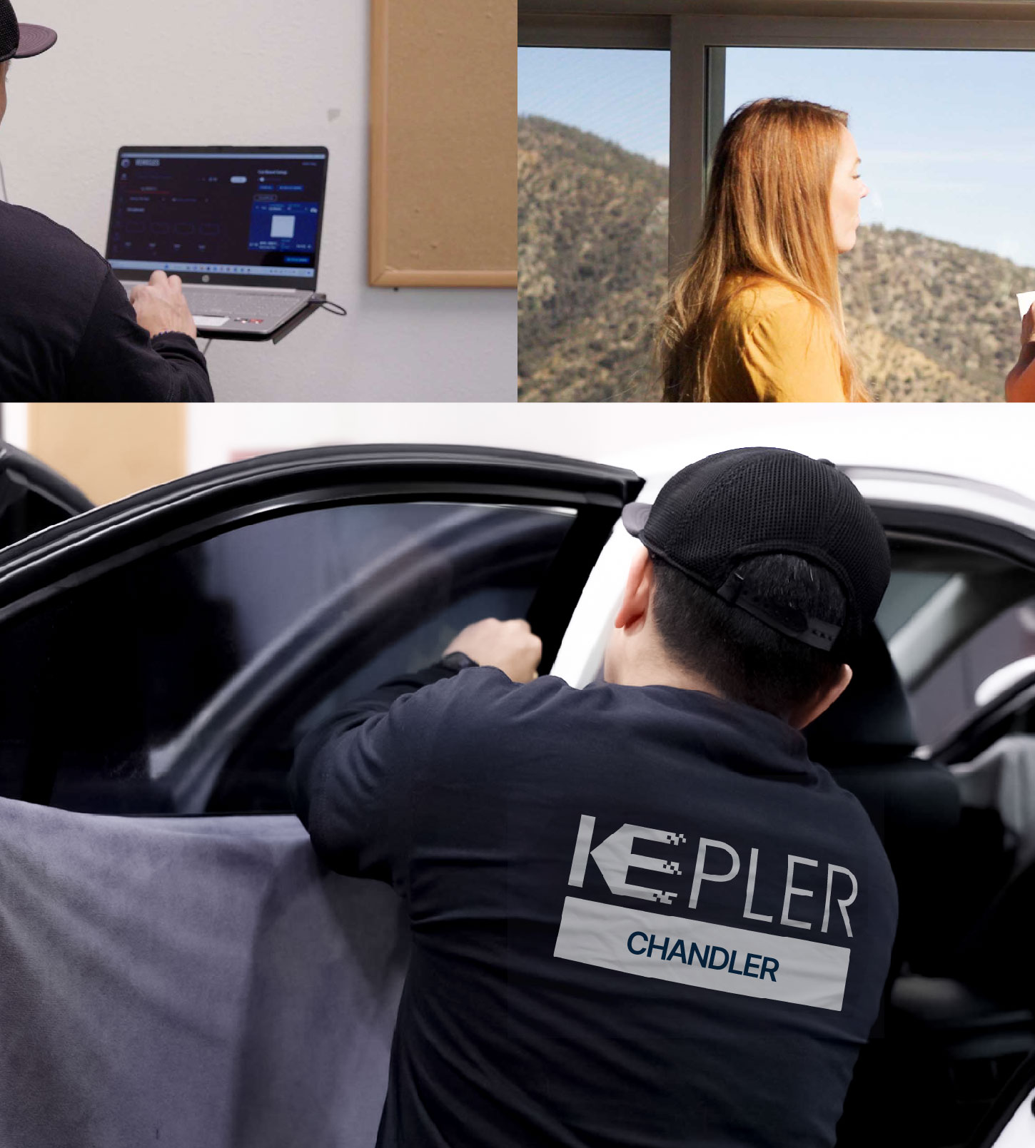 Automotive Window Tinting Expert Applying Film in Chandler, Arizona