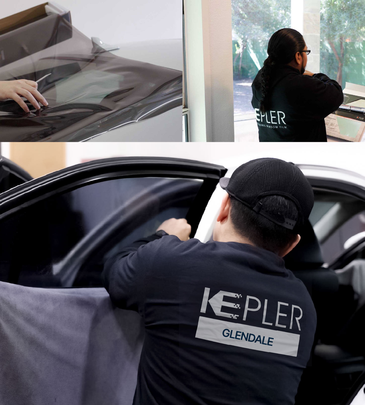 Automotive Window Tinting Expert Applying Film in Glendale, Arizona