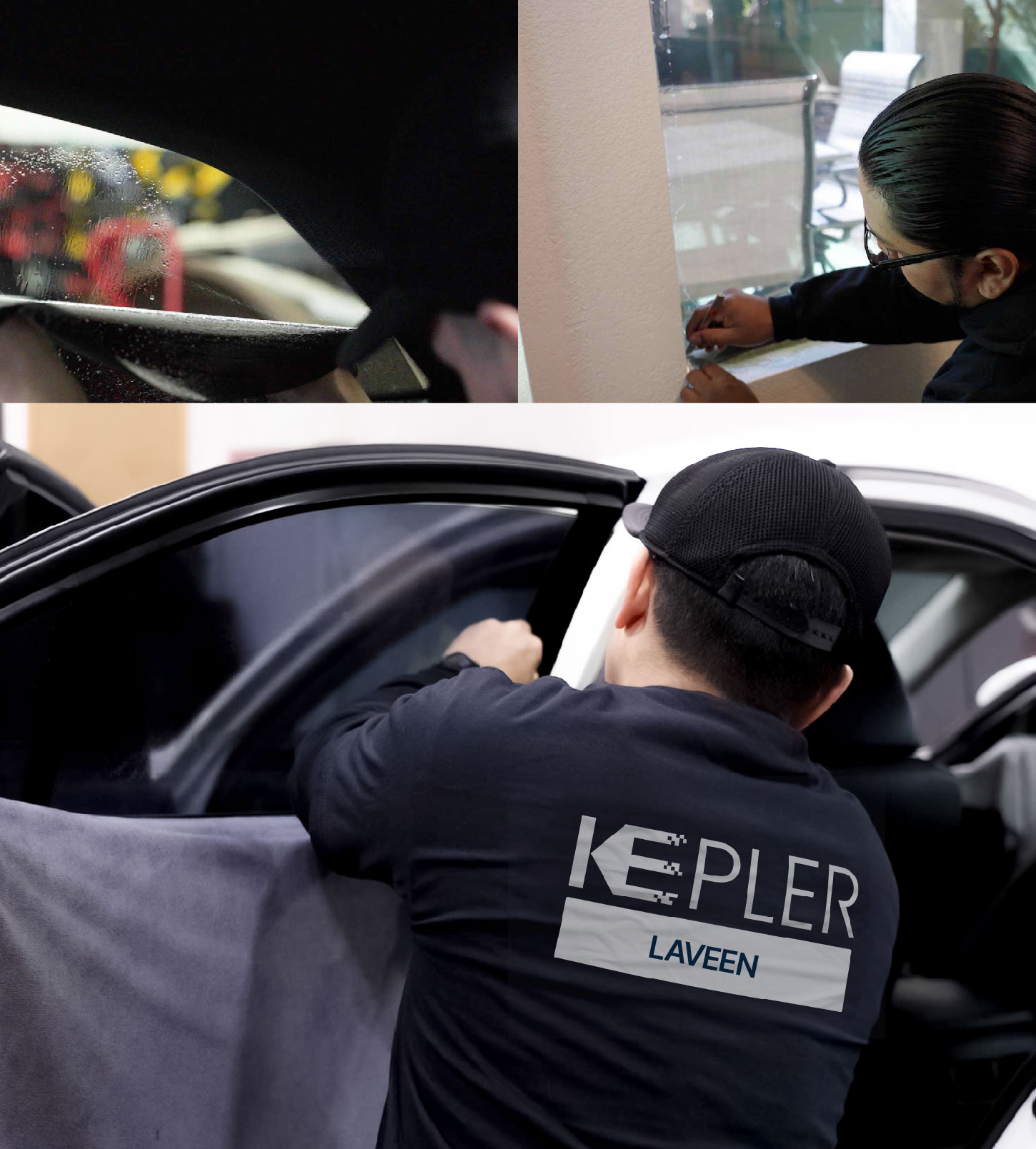 Automotive Window Tinting Expert Applying Film in Laveen, Arizona