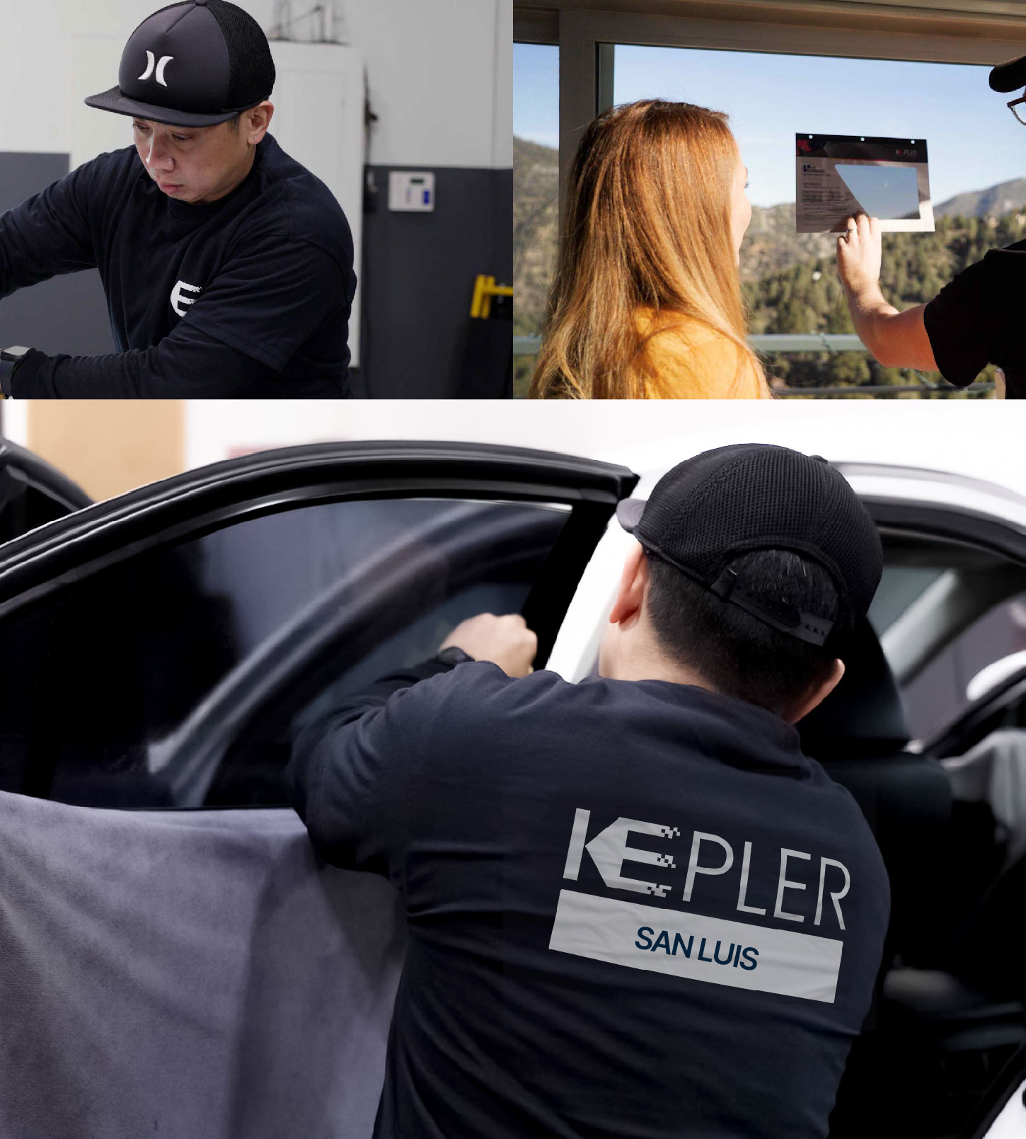 Automotive Window Tinting Expert Applying Film in San Luis, Arizona