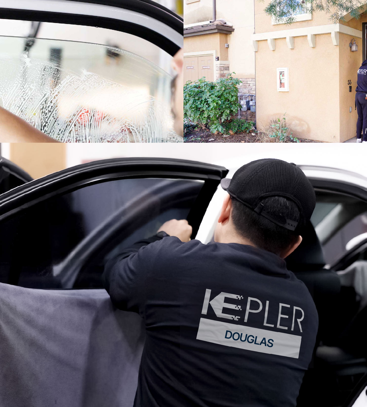 Automotive Window Tinting Expert Applying Film in Douglas, Arizona