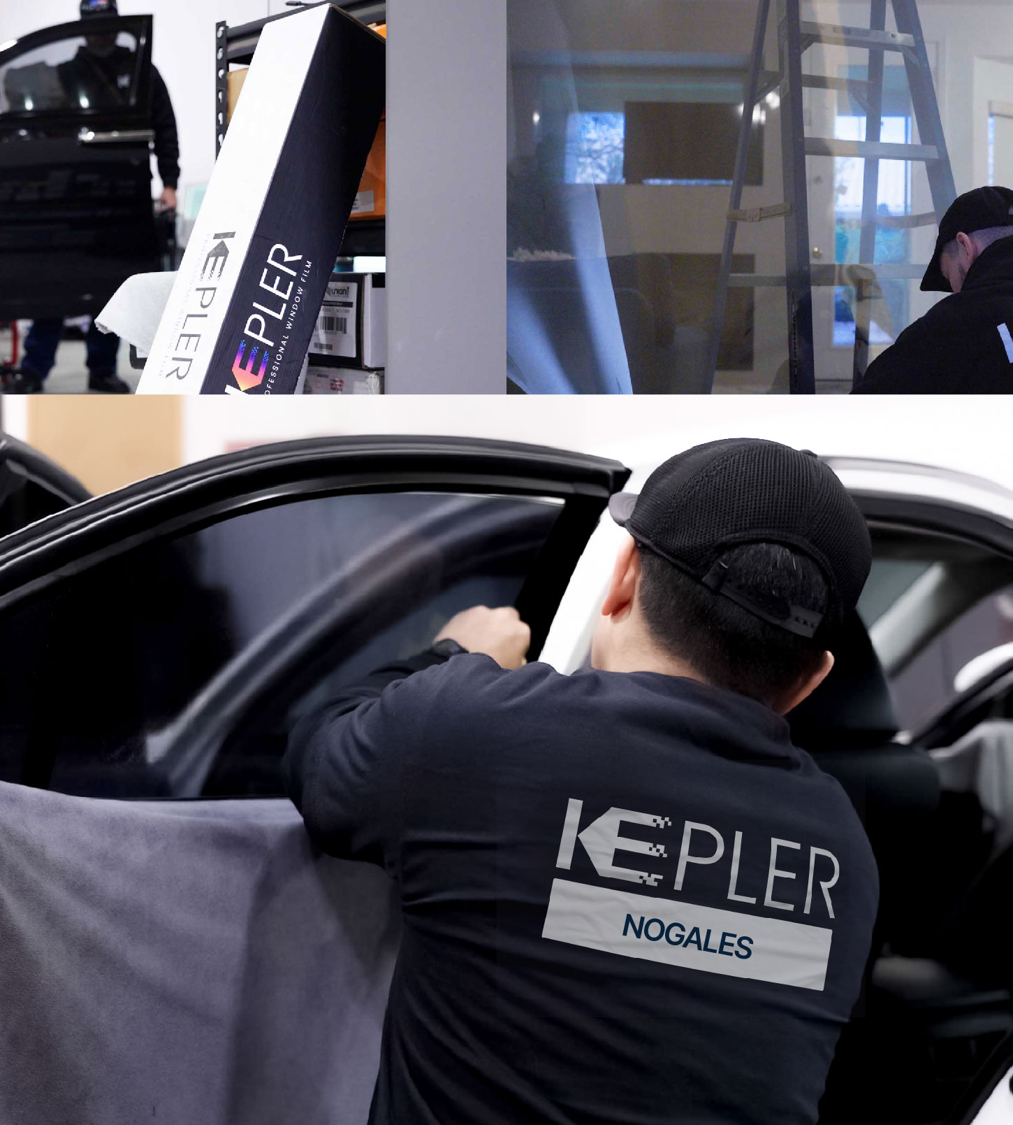 Automotive Window Tinting Expert Applying Film in Nogales, Arizona