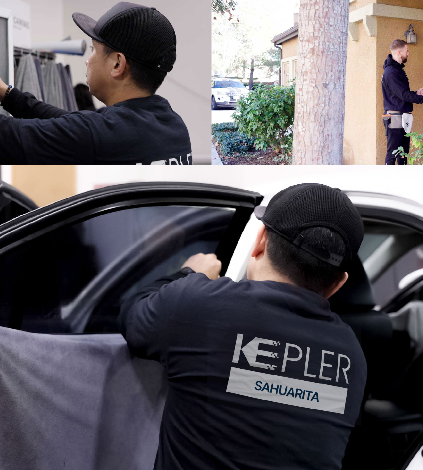 Automotive Window Tinting Expert Applying Film in Sahuarita, Arizona