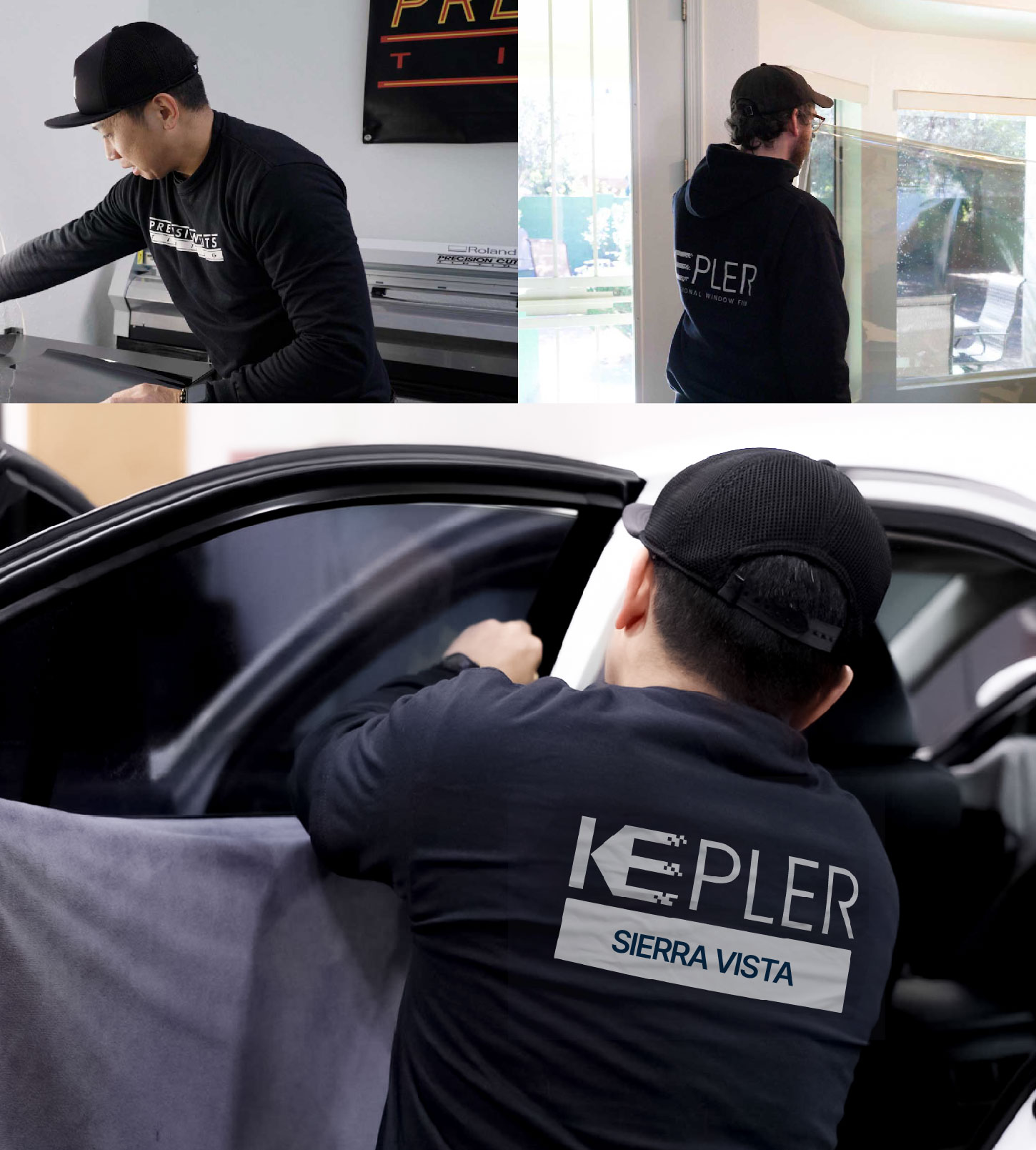 Automotive Window Tinting Expert Applying Film in Sierra Vista, Arizona