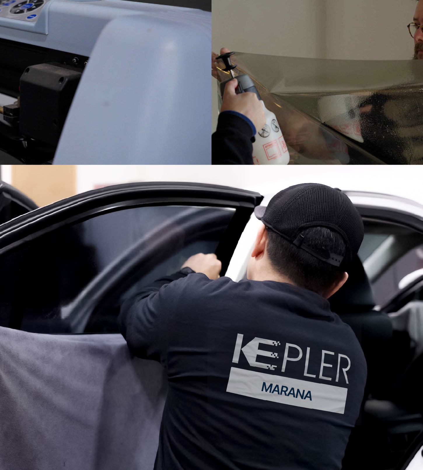 Automotive Window Tinting Expert Applying Film in Marana, Arizona