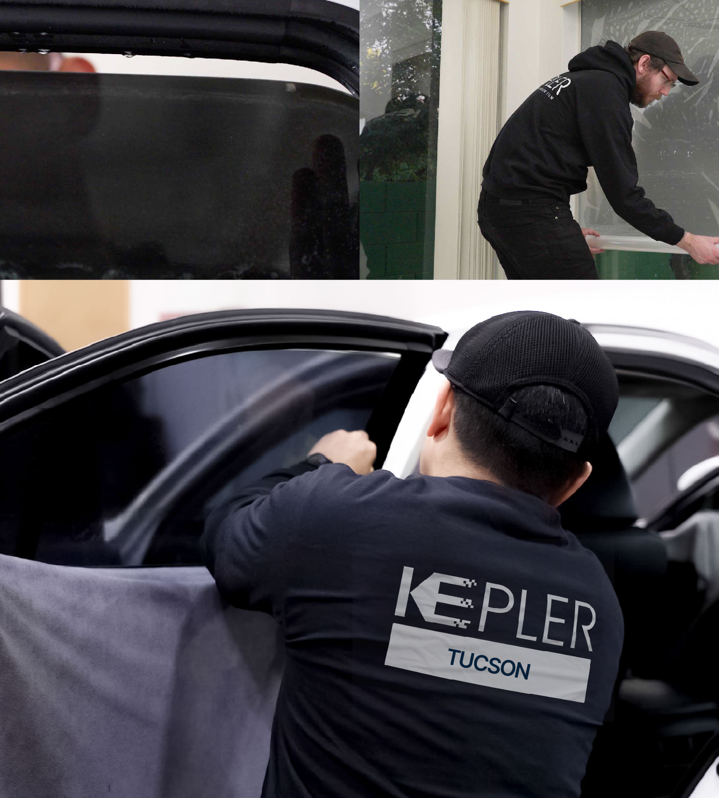 Automotive Window Tinting Expert Applying Film in Tucson, Arizona
