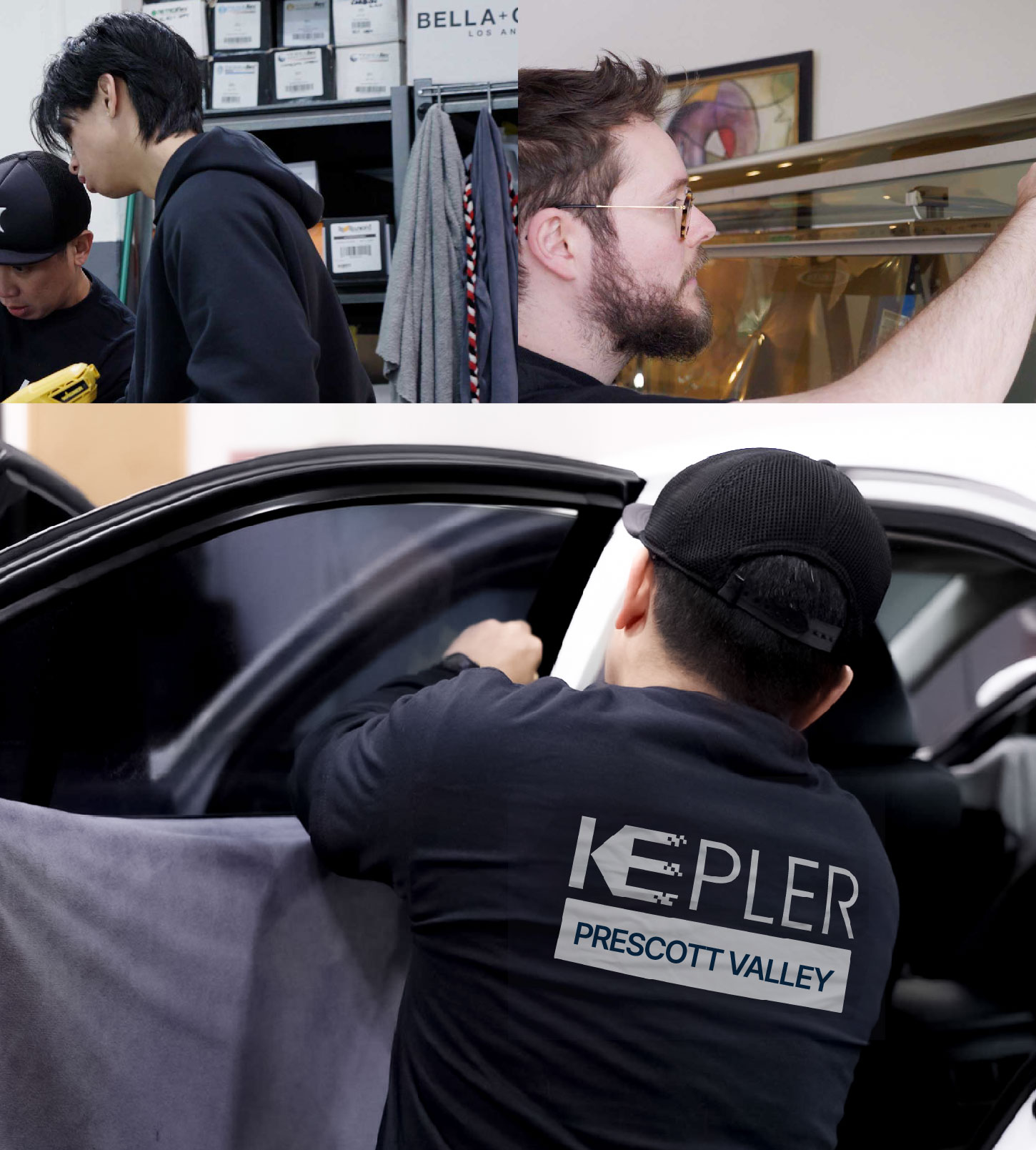 Automotive Window Tinting Expert Applying Film in Prescott Valley, Arizona