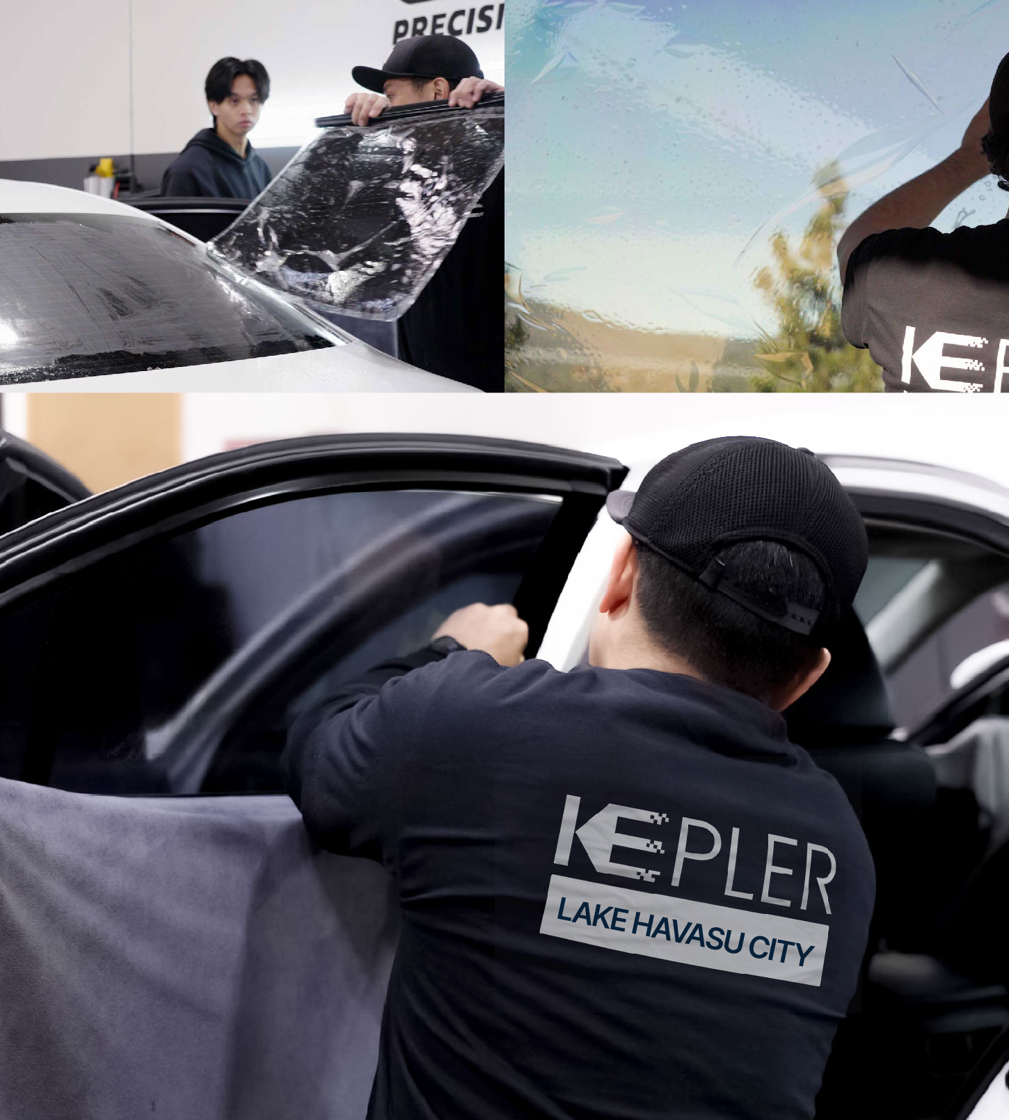 Automotive Window Tinting Expert Applying Film in Lake Havasu City, Arizona