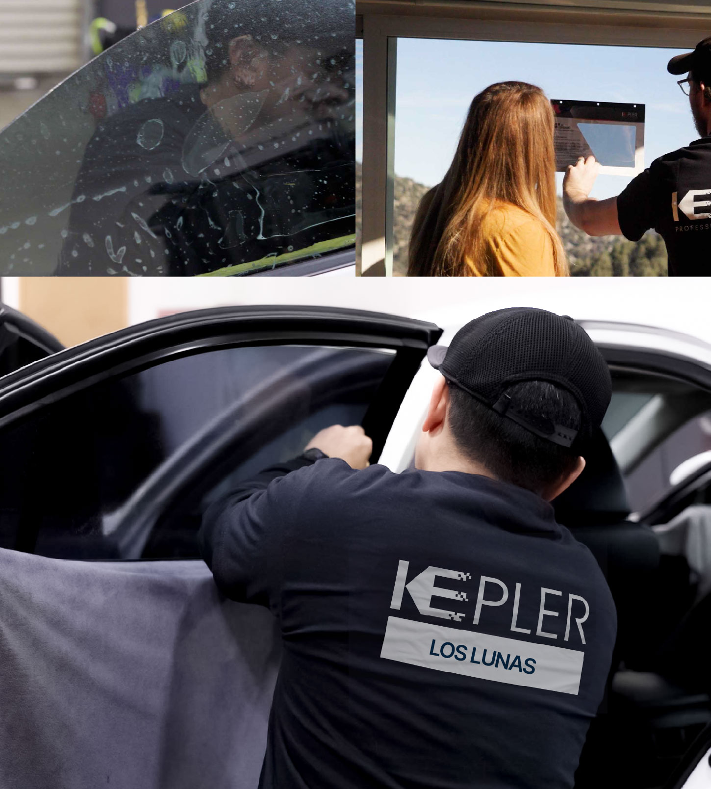Automotive Window Tinting Expert Applying Film in Los Lunas, New Mexico