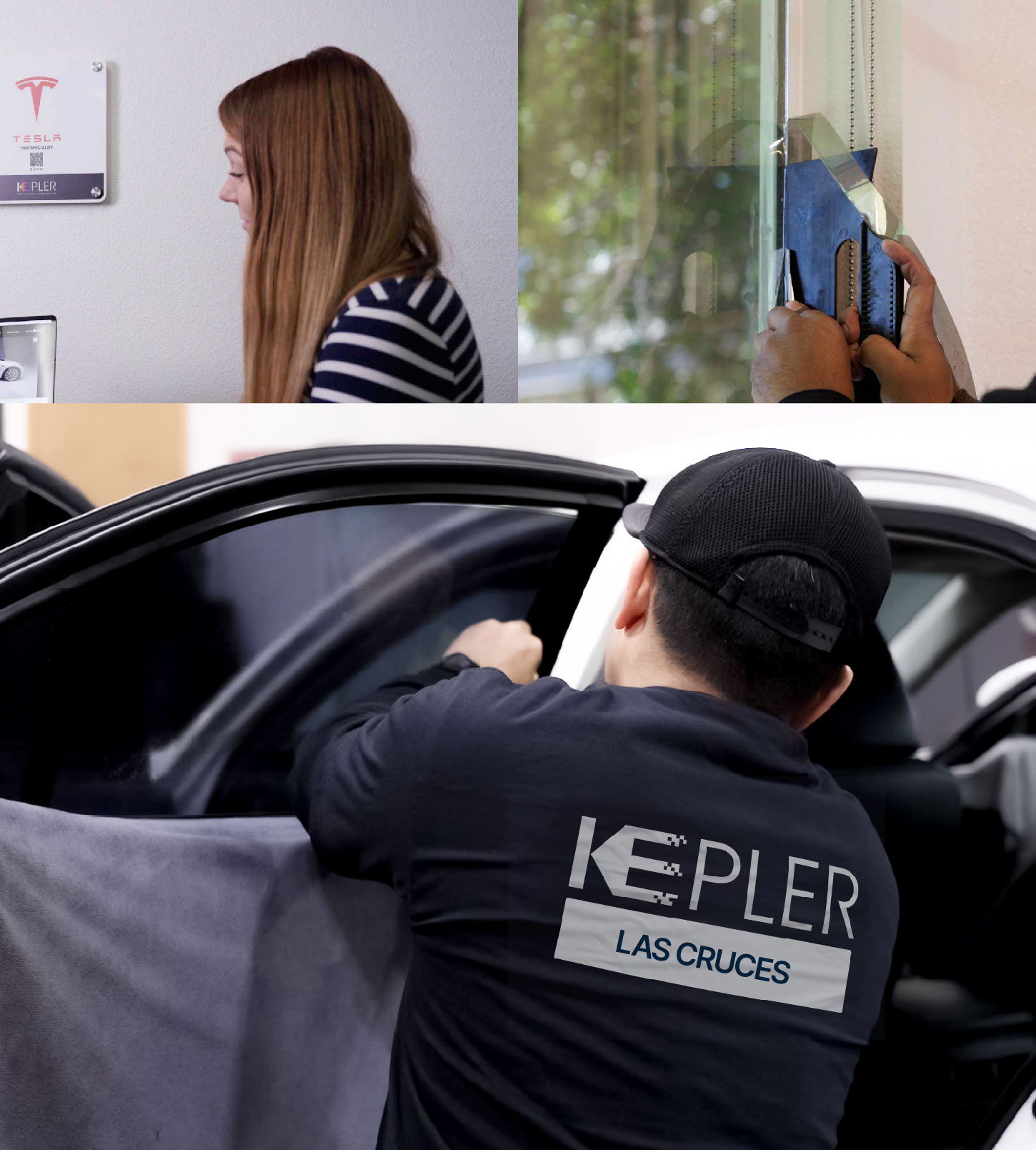 Automotive Window Tinting Expert Applying Film in Las Cruces, New Mexico
