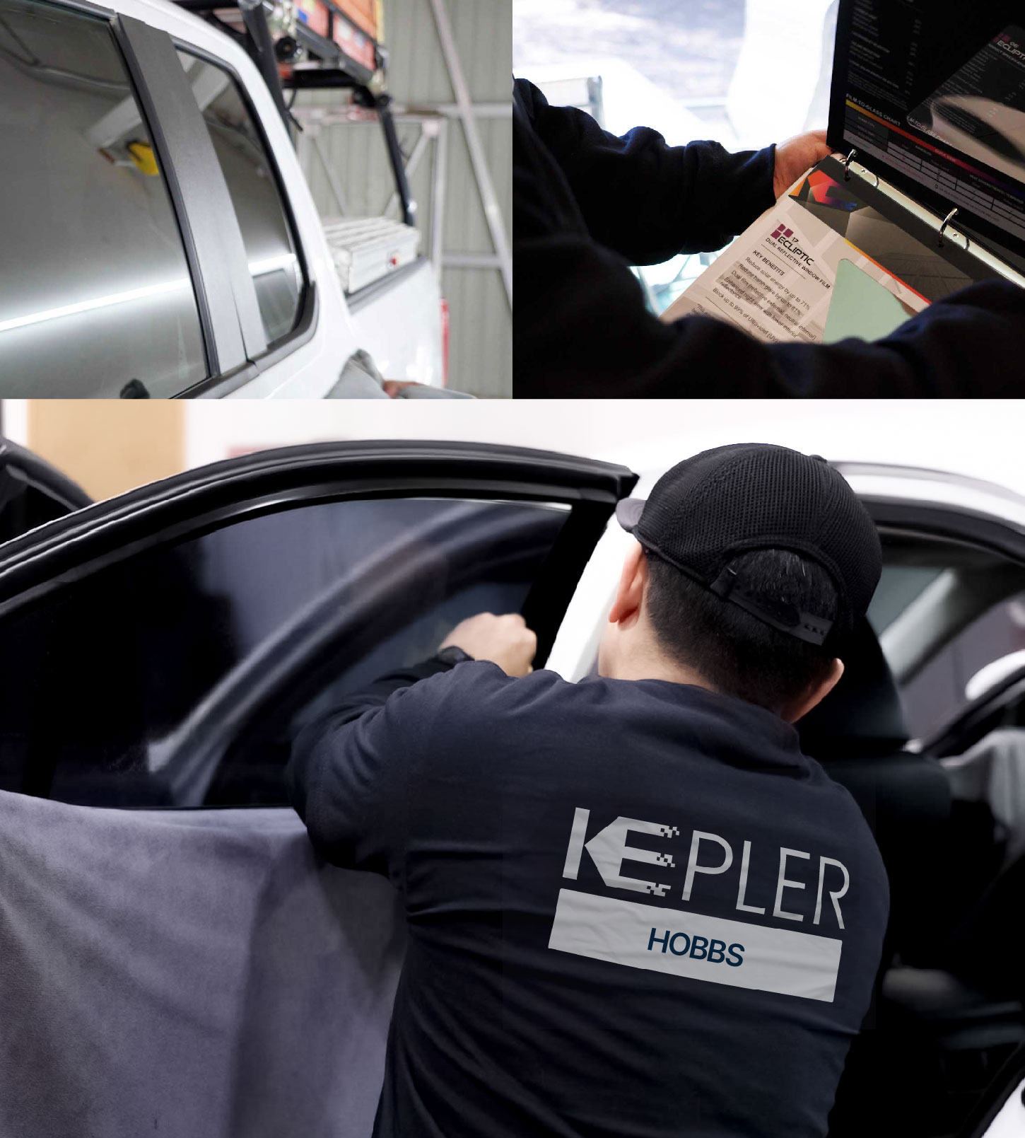 Automotive Window Tinting Expert Applying Film in Hobbs, New Mexico