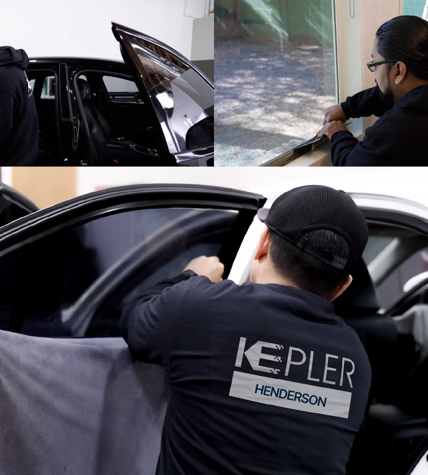 Automotive Window Tinting Expert Applying Film in Henderson, Nevada