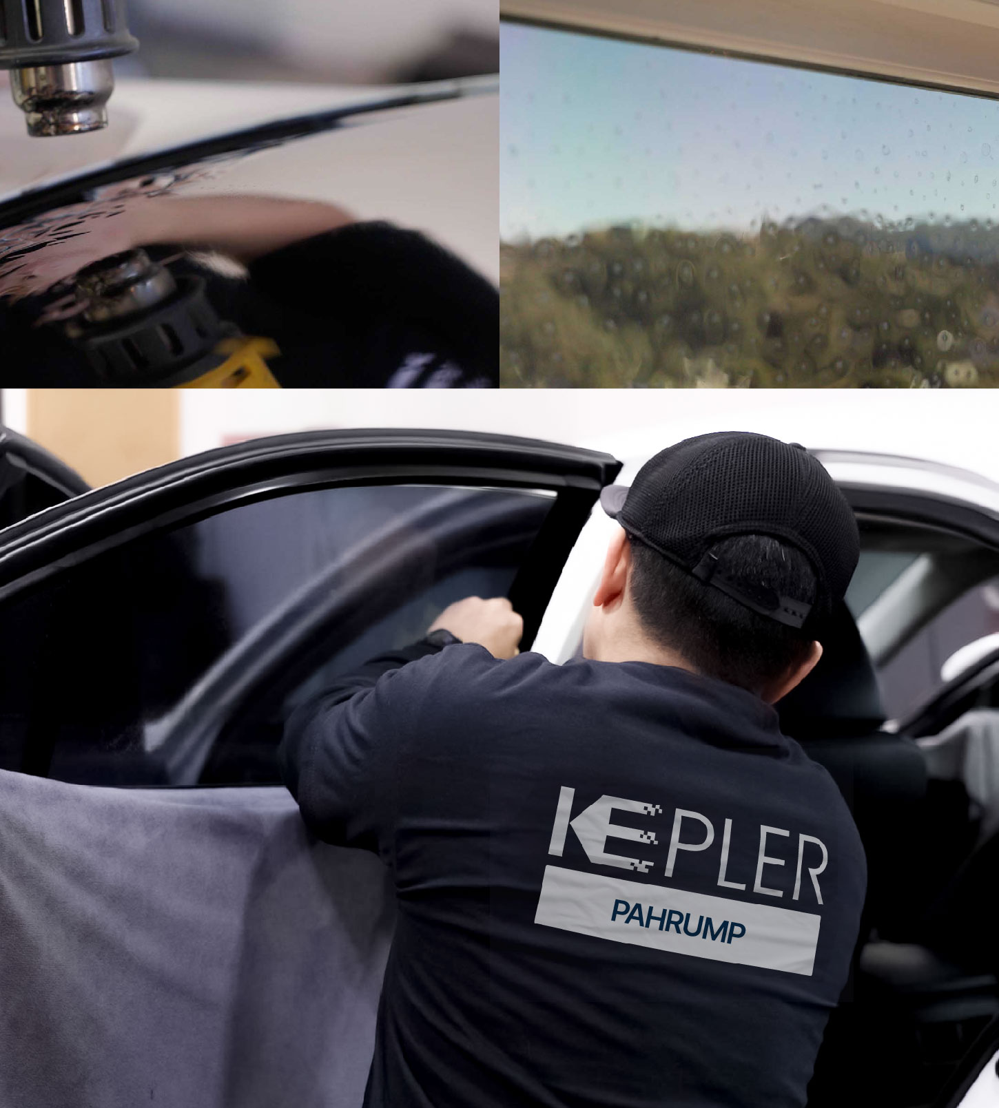 Automotive Window Tinting Expert Applying Film in Pahrump, Nevada
