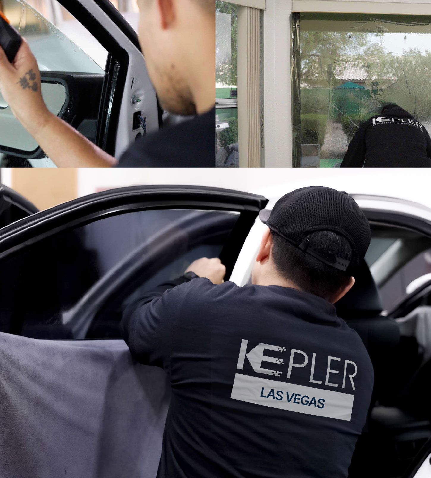 Automotive Window Tinting Expert Applying Film in Las Vegas, Nevada