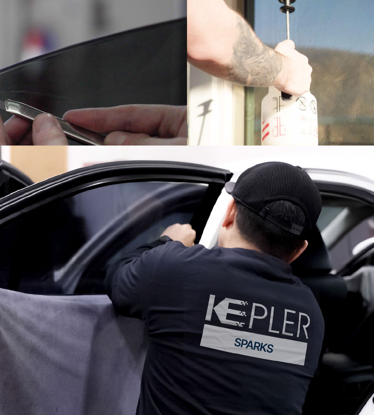 Automotive Window Tinting Expert Applying Film in Sparks, Nevada