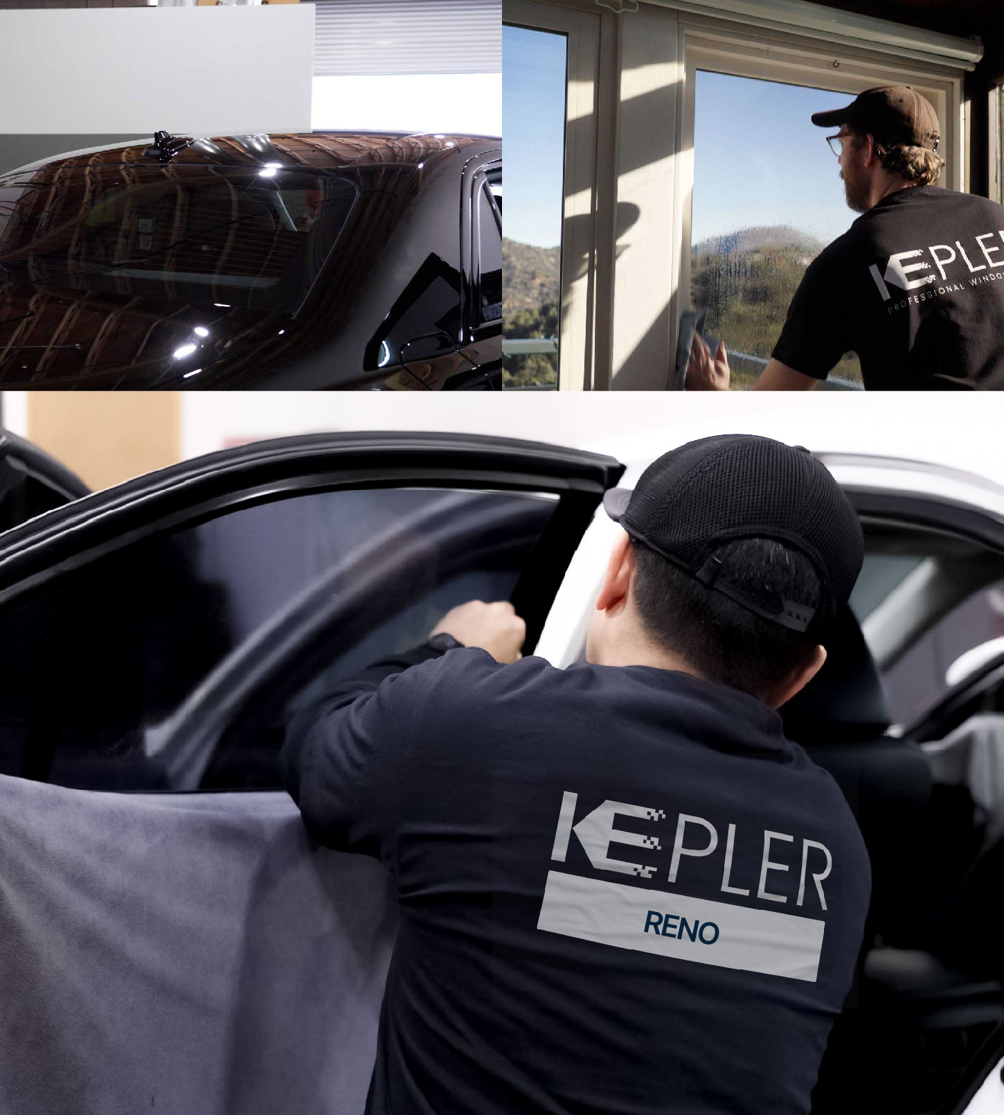 Automotive Window Tinting Expert Applying Film in Reno, Nevada
