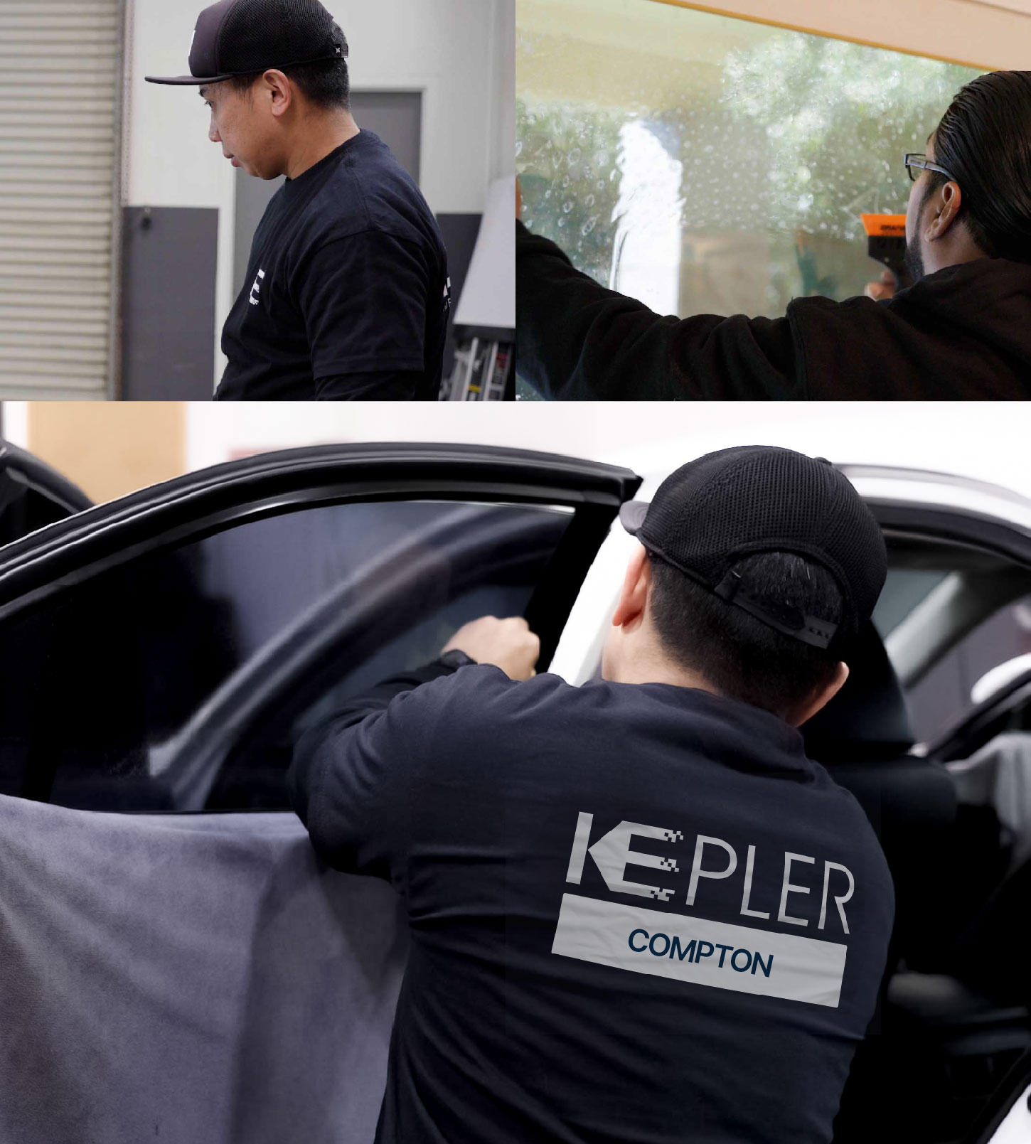 Automotive Window Tinting Expert Applying Film in Compton, California